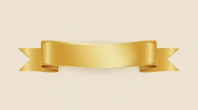 Golden Ribbon Banner On Beige Background