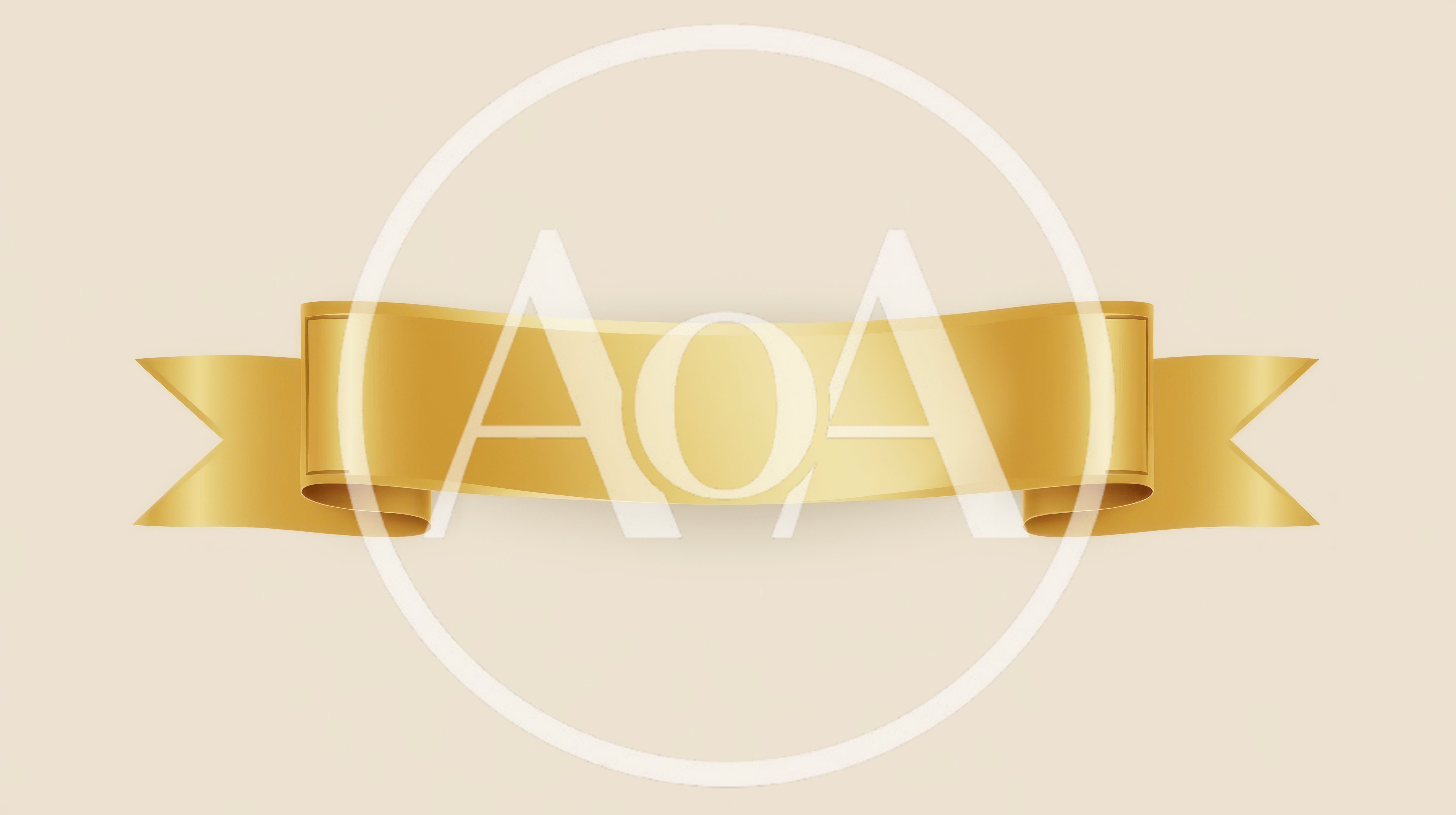 Golden Ribbon Banner On Beige Background