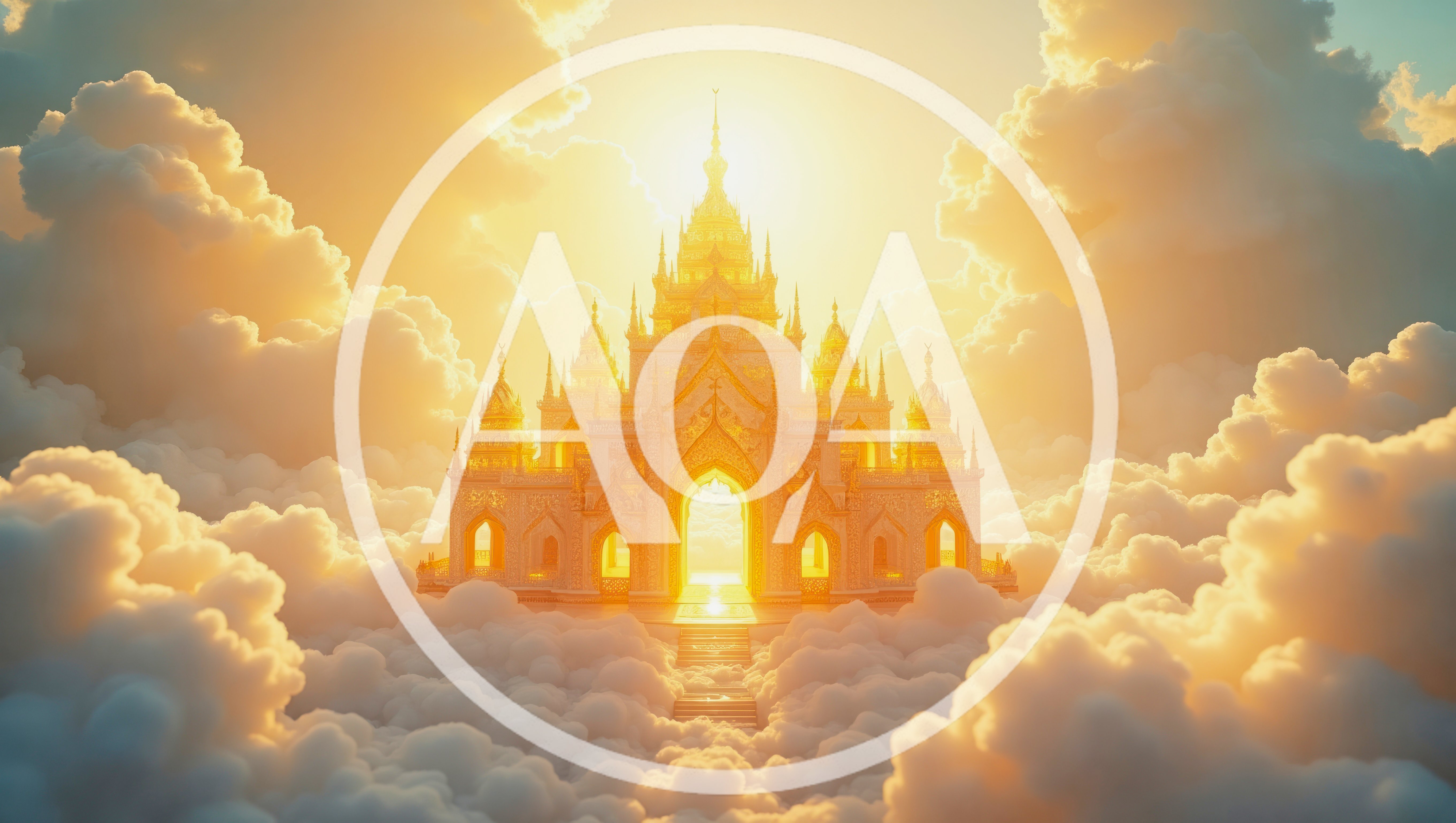 Golden Celestial Palace Floating Above Clouds