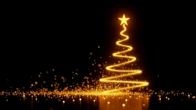Glowing Golden Particle Christmas Tree Animation