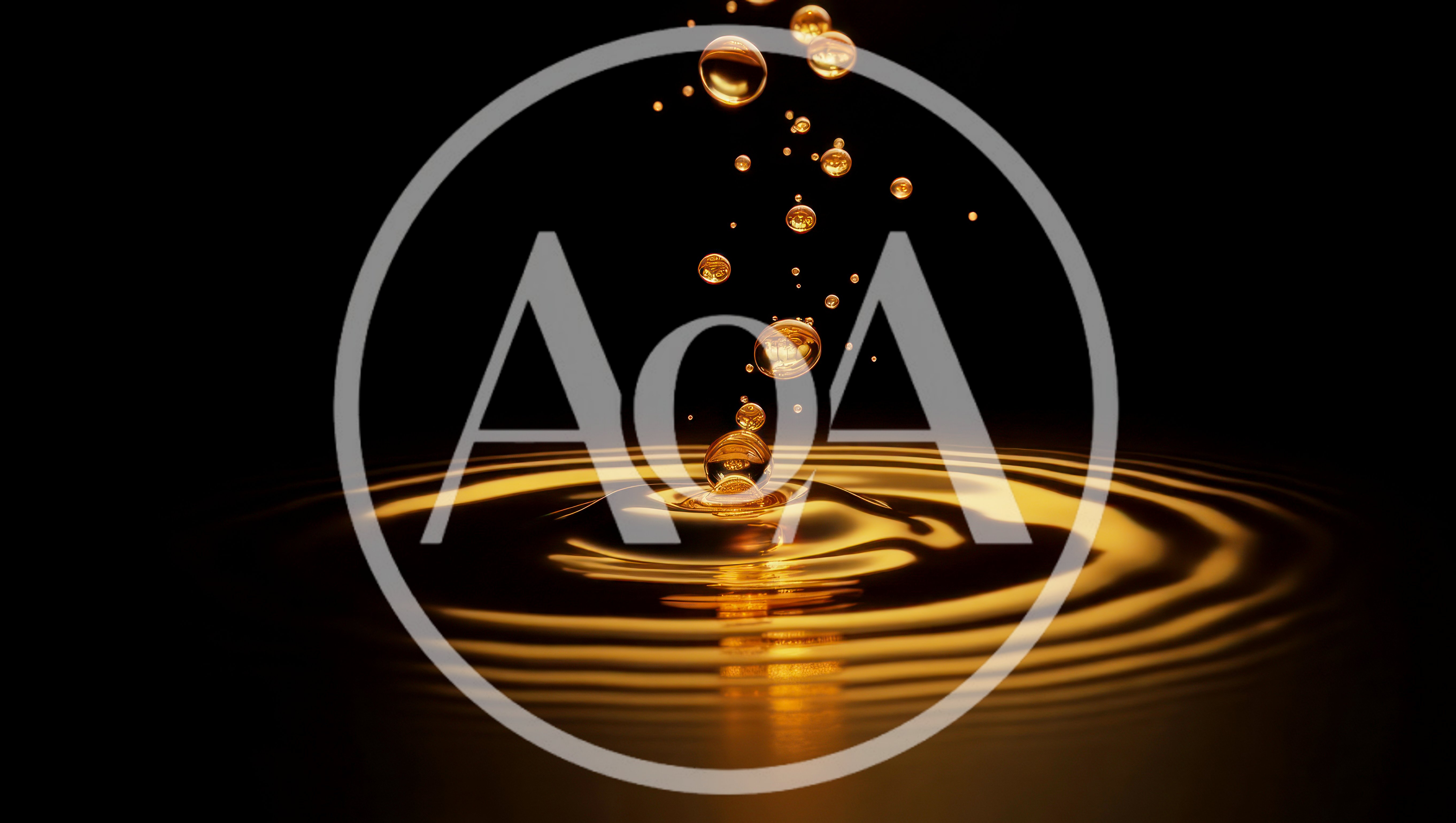 Golden Liquid Droplets Creating Ripples In Dark Background