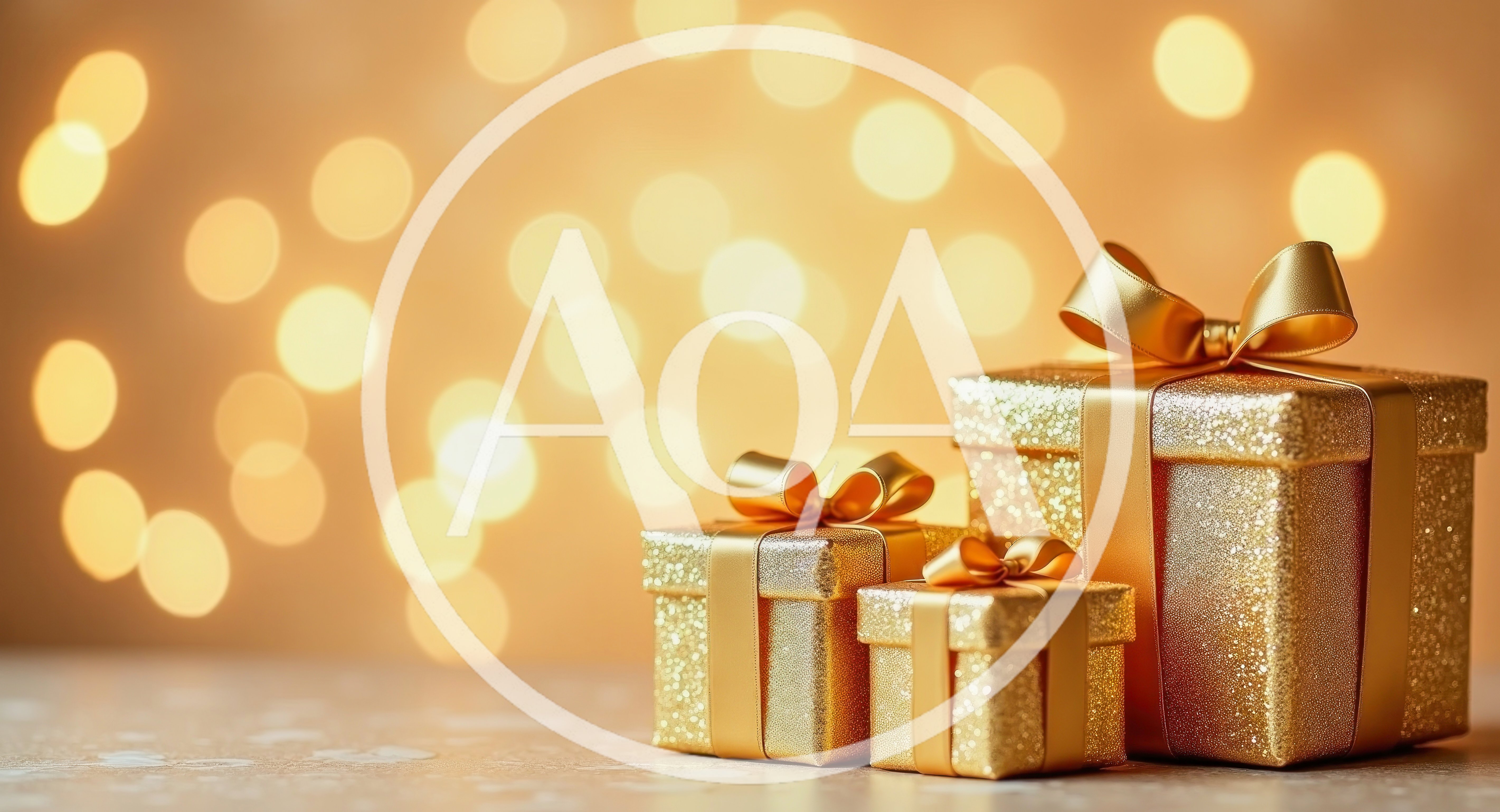 Three Golden Glitter Gift Boxes With Bows