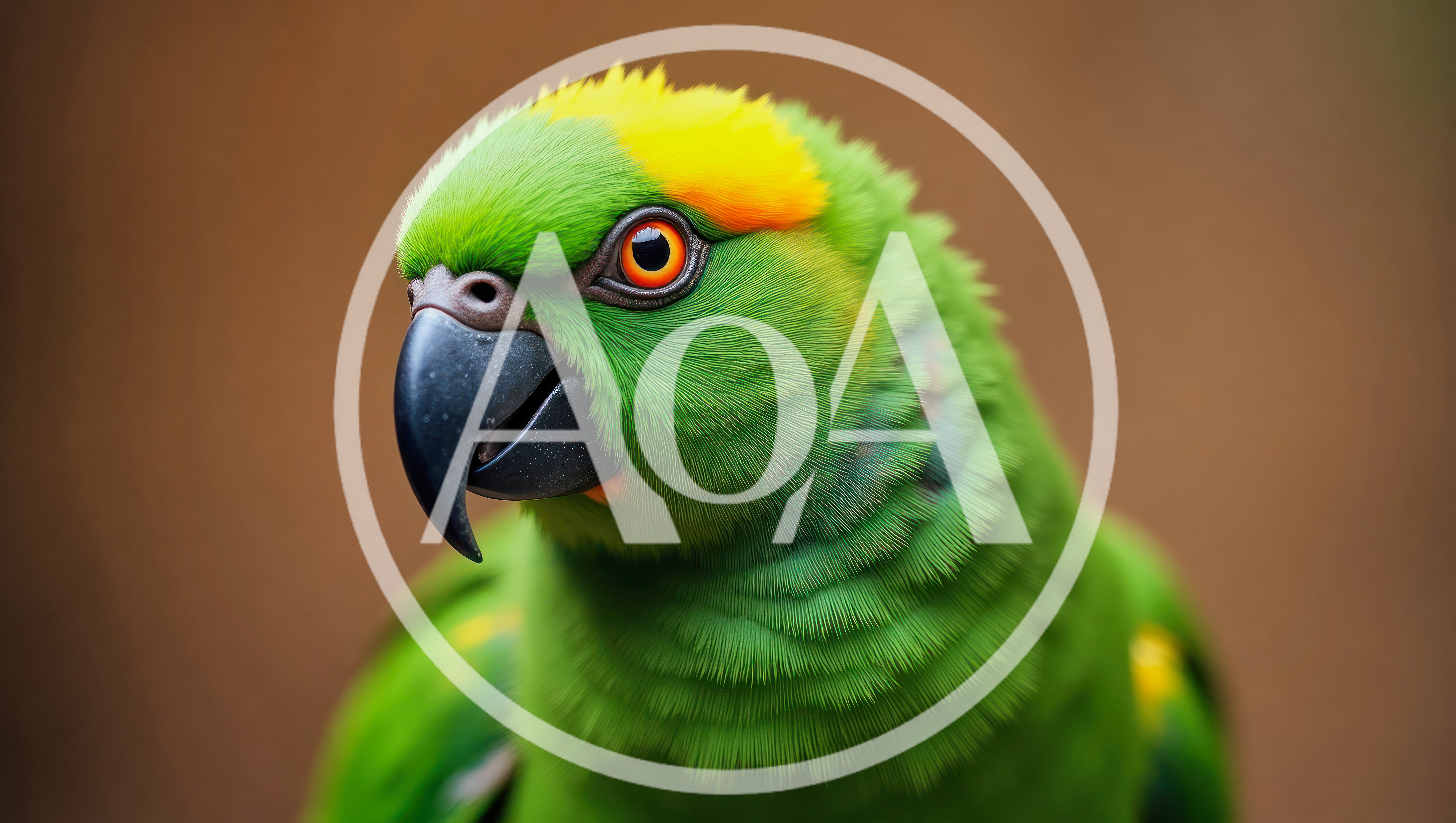 Close Up Portrait Of A Green Amazon Parrot