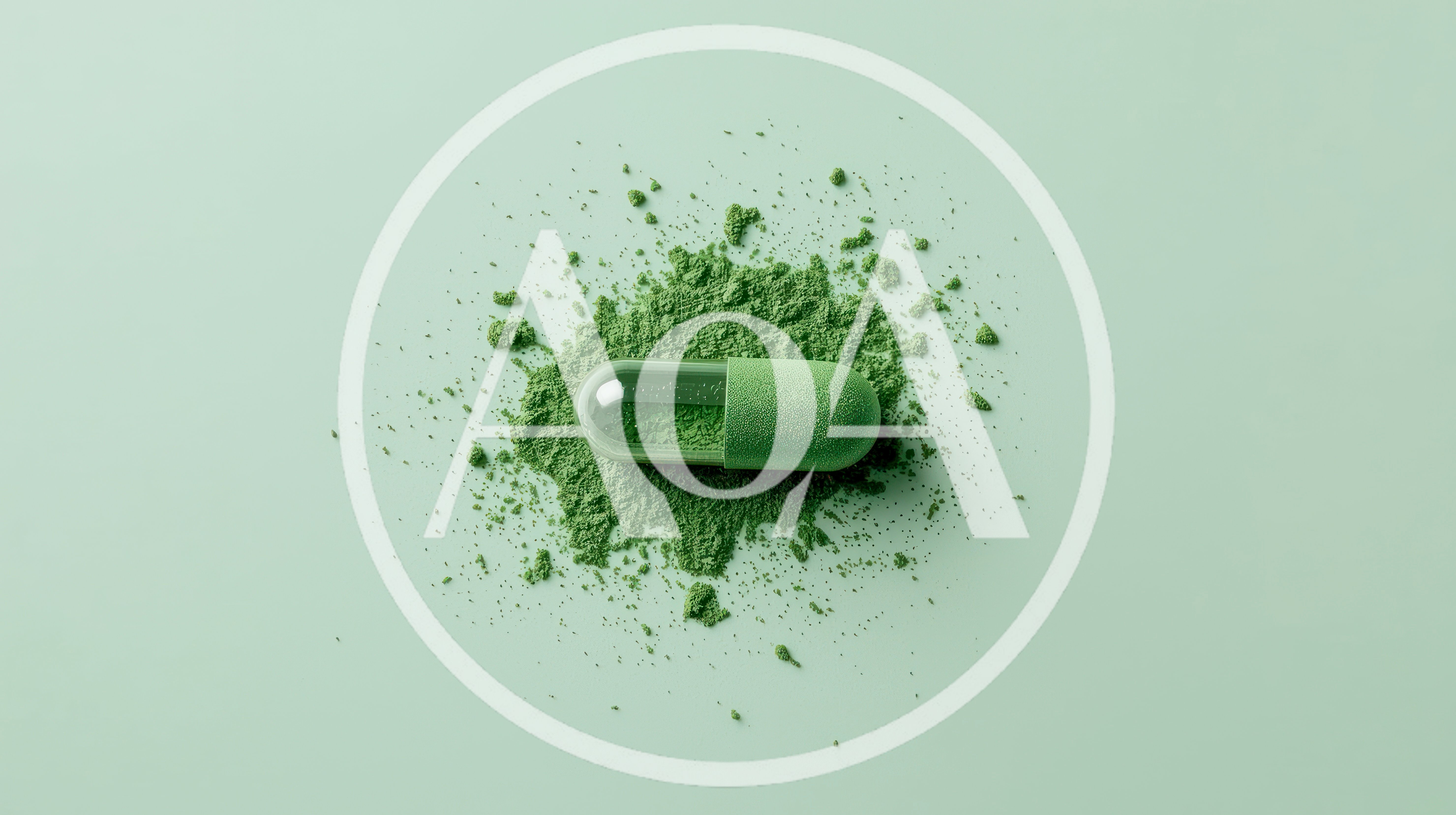 Green Herbal Supplement Capsule With Powder