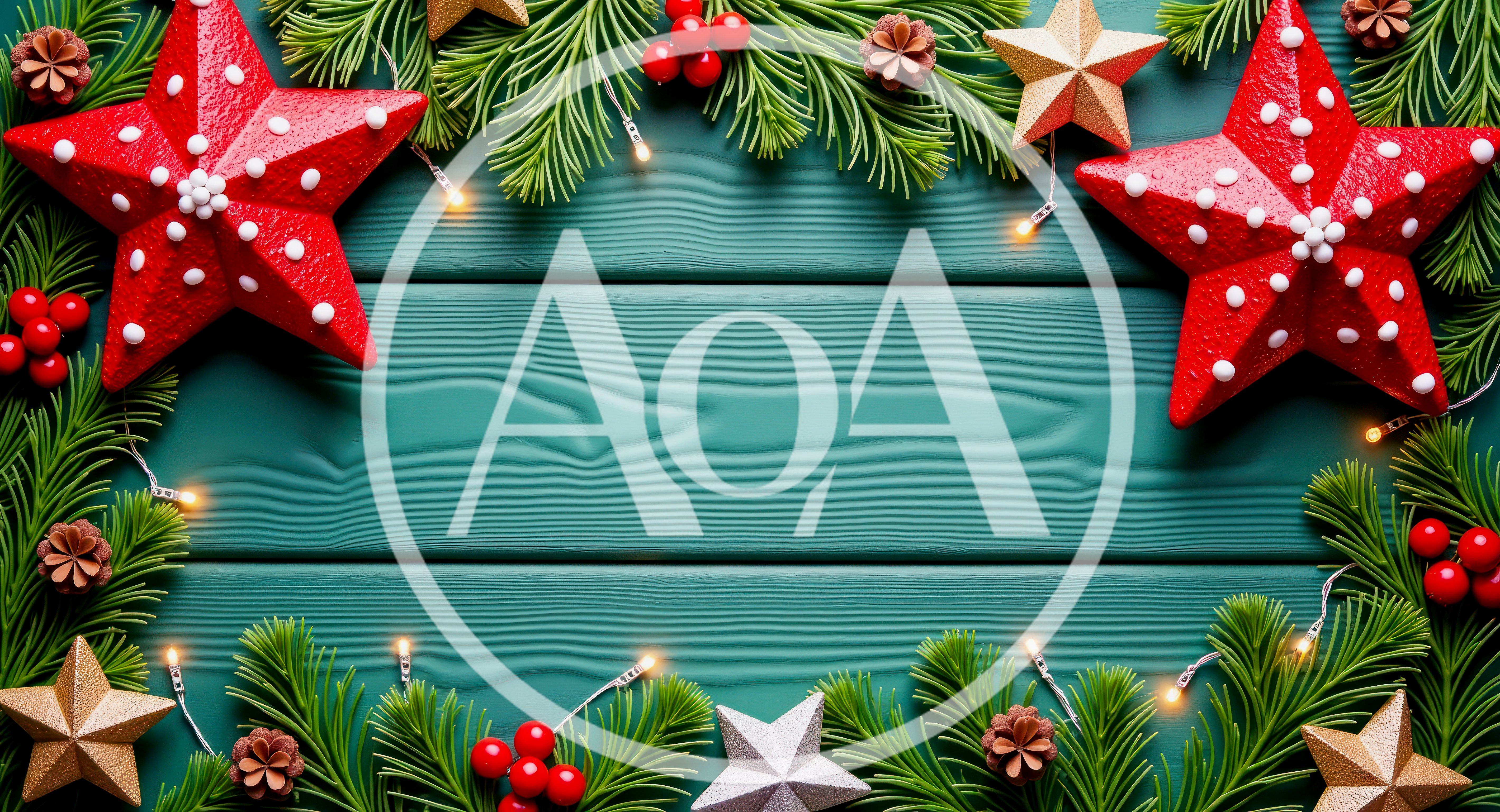 Christmas Holiday Background With Red Stars And Pine Branches