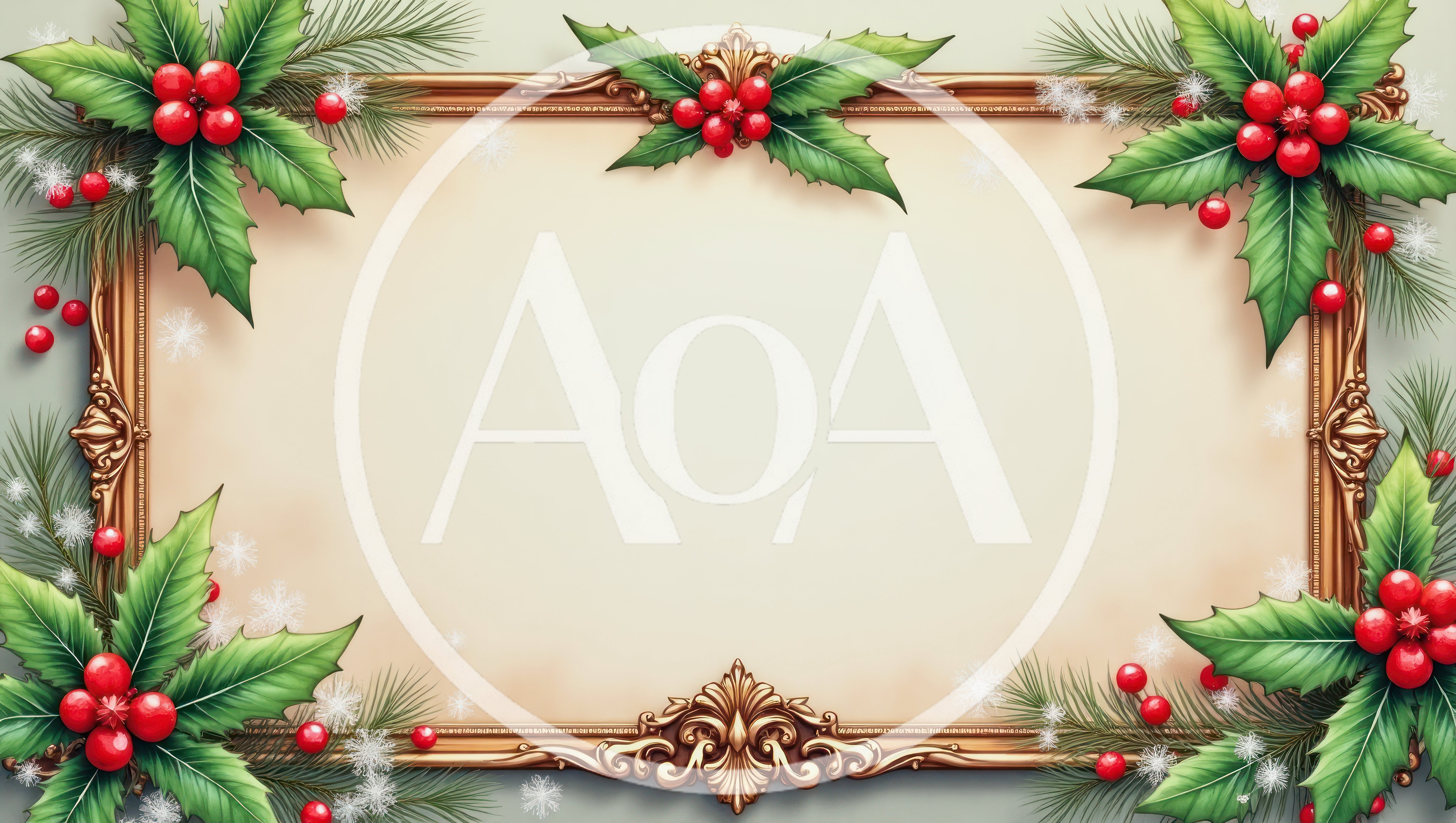Christmas Holly Frame With Blank Parchment Center