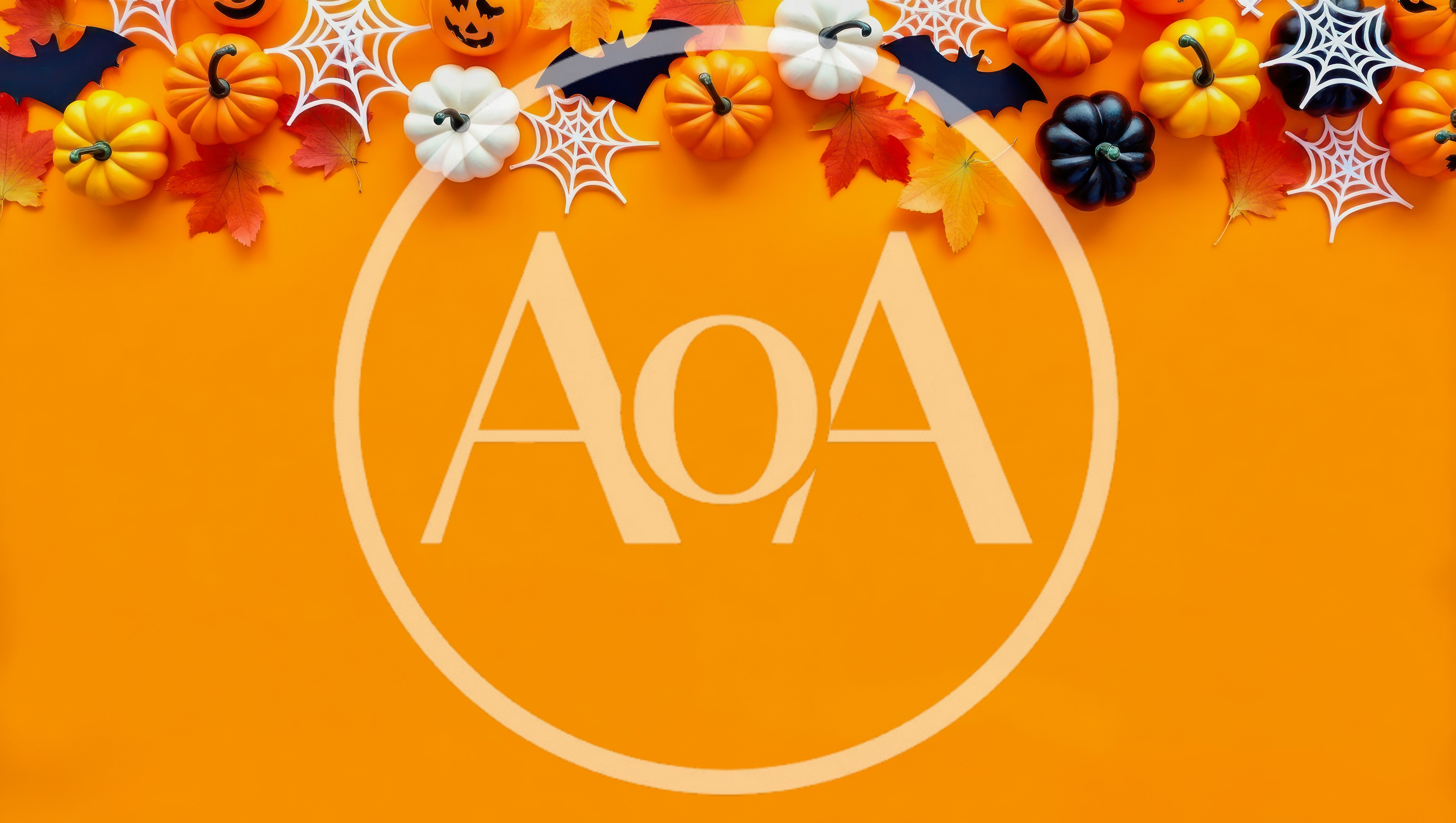 Halloween Flat Lay Decoration on Orange Background