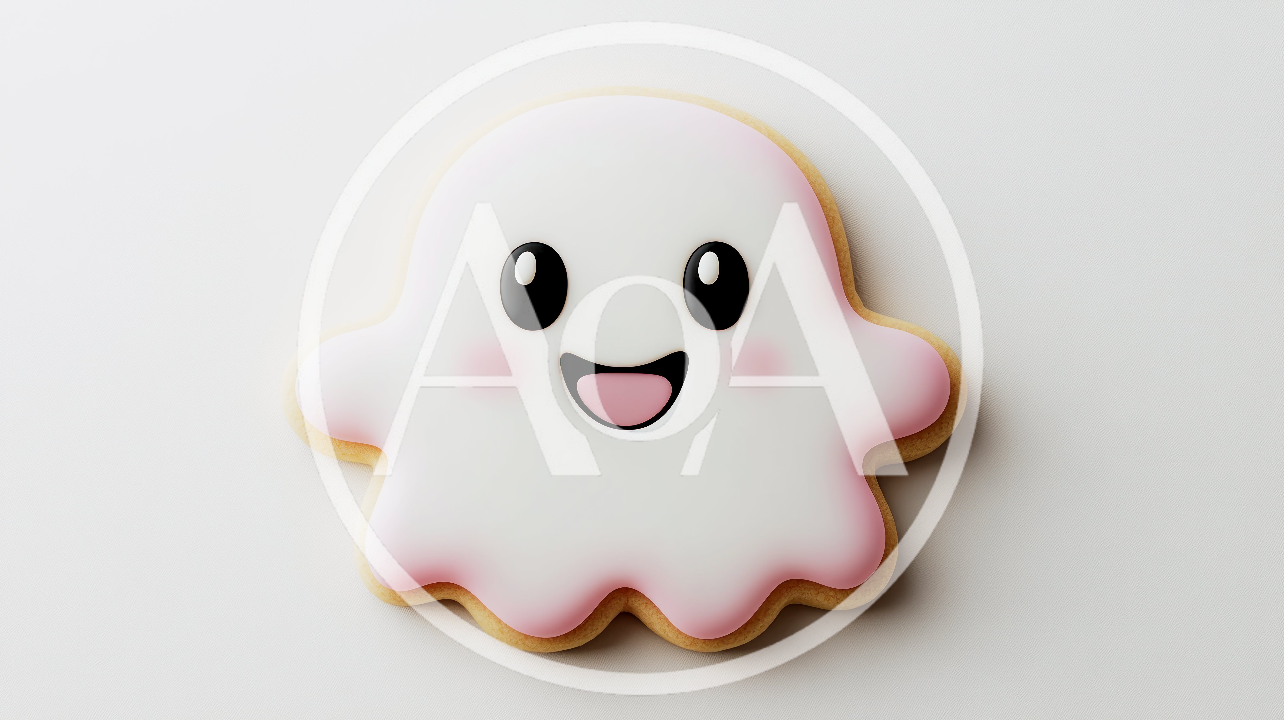 Cute Ghost Shaped Sugar Cookie With Pink Icing