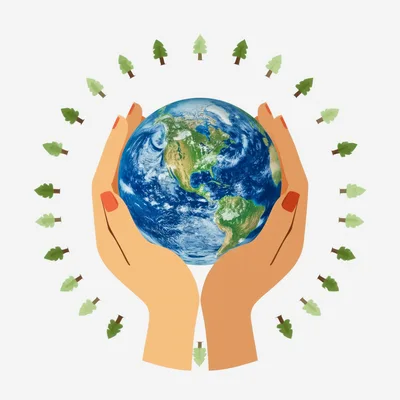 Hands Holding Earth Surrounded By Trees
