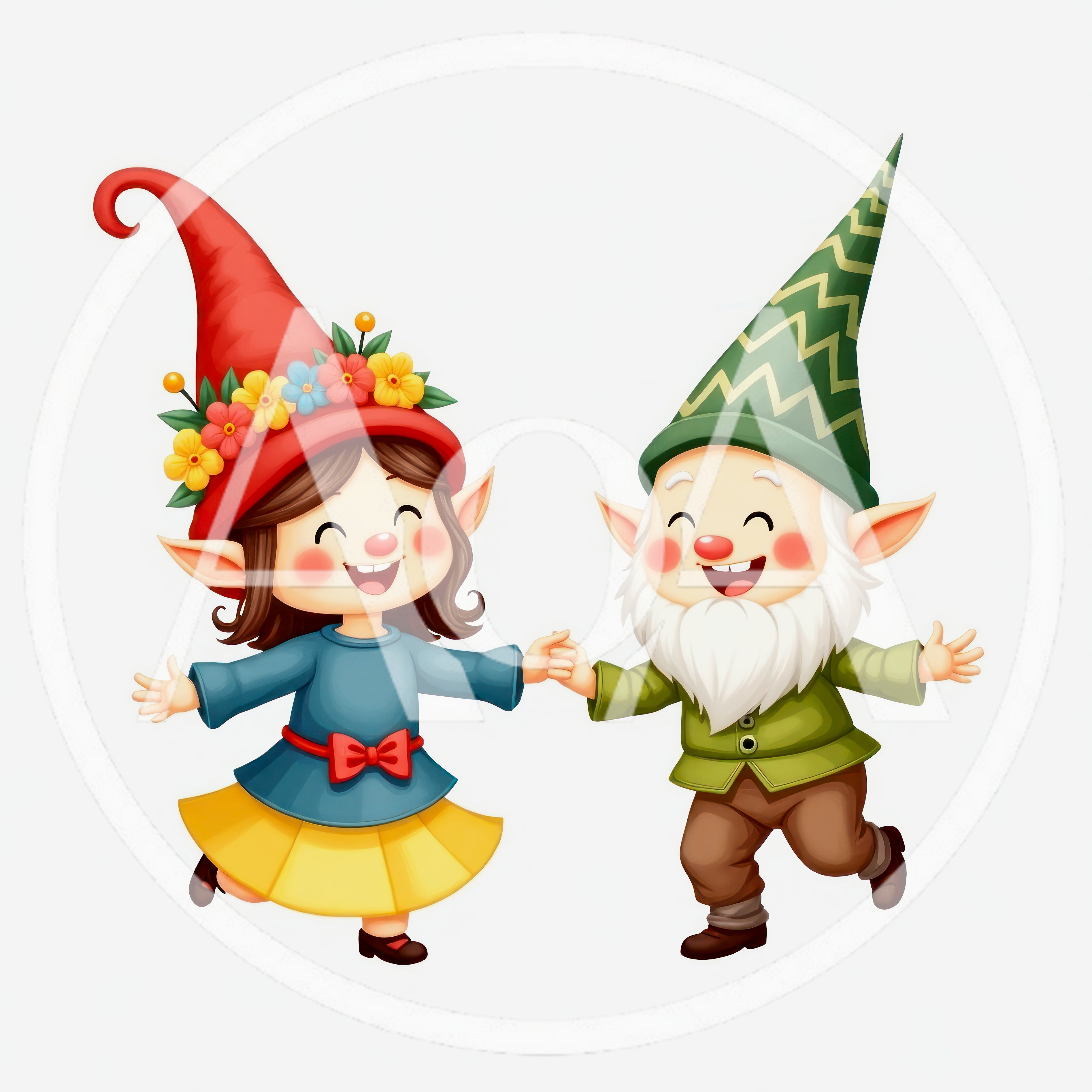 Cute Cartoon Gnomes Dancing Together