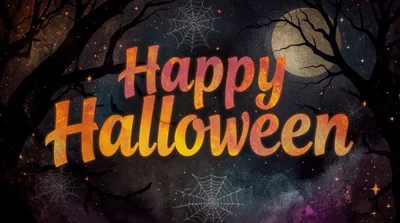 Happy Halloween Text Animation With Spooky Forest Background