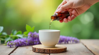 Hand Pouring Essential Oil Into A Tea Cup