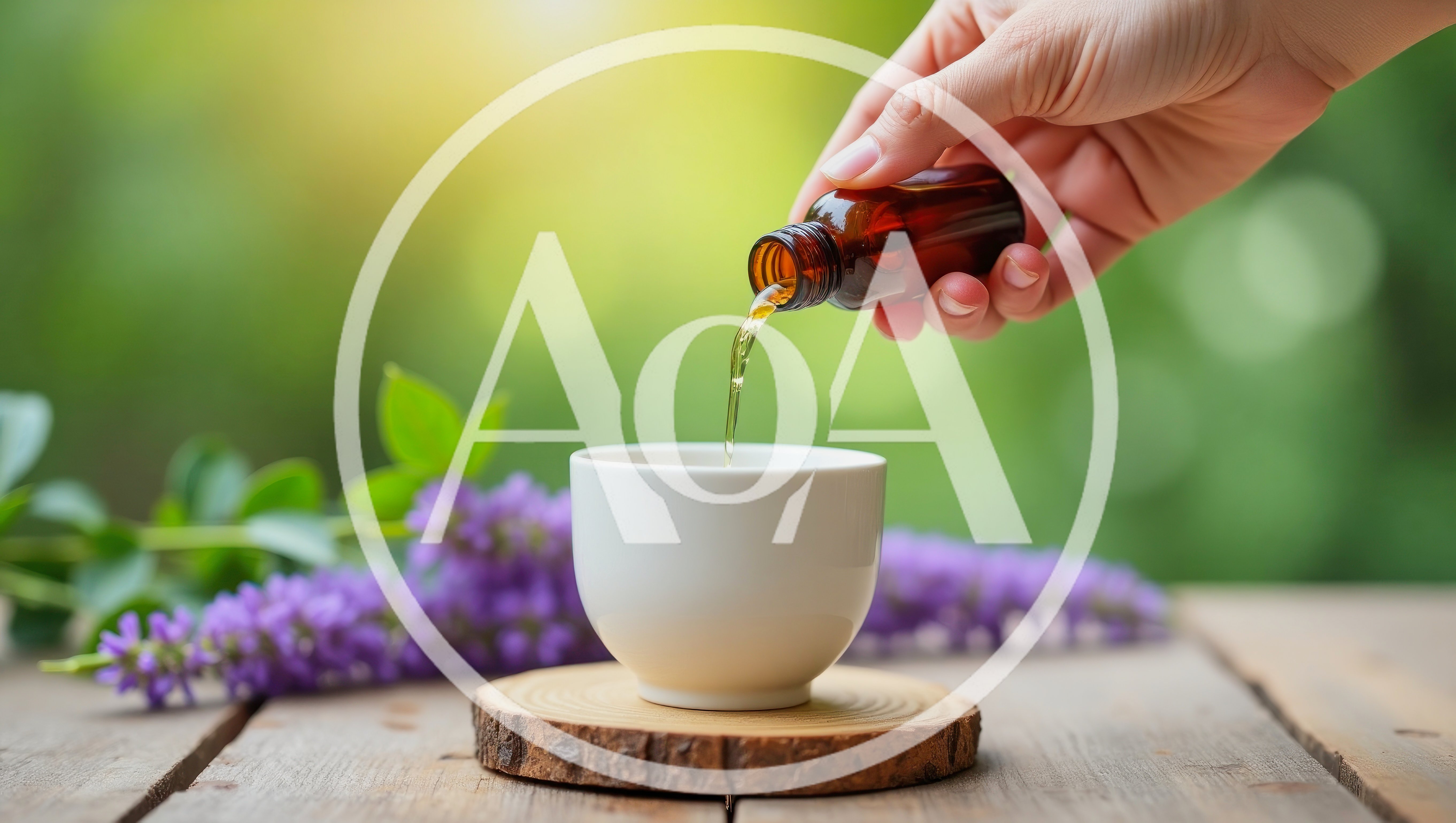 Hand Pouring Essential Oil Into A Tea Cup
