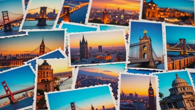 Collage Of Iconic Cityscape And Bridge Landmarks
