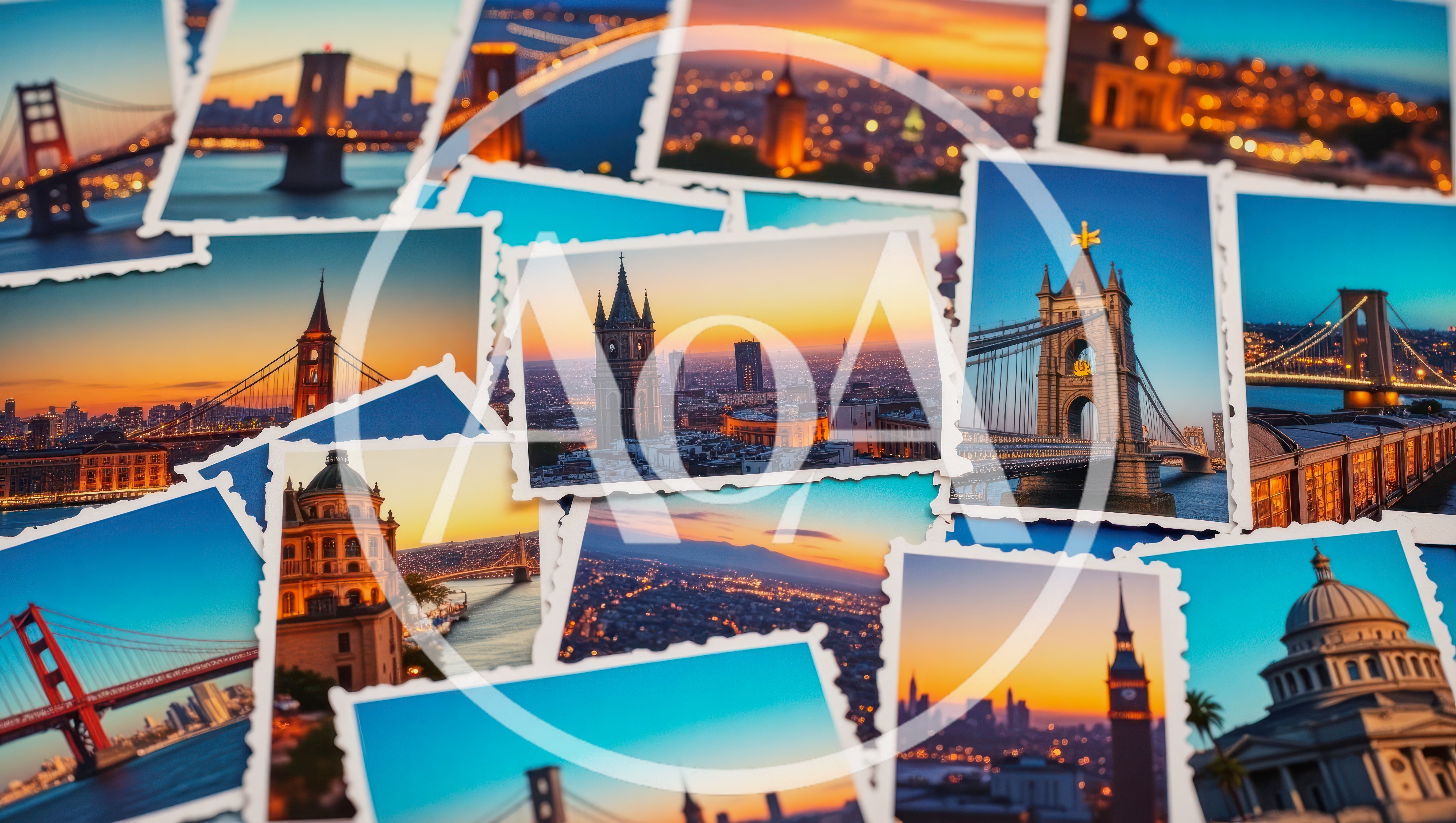 Collage Of Iconic Cityscape And Bridge Landmarks