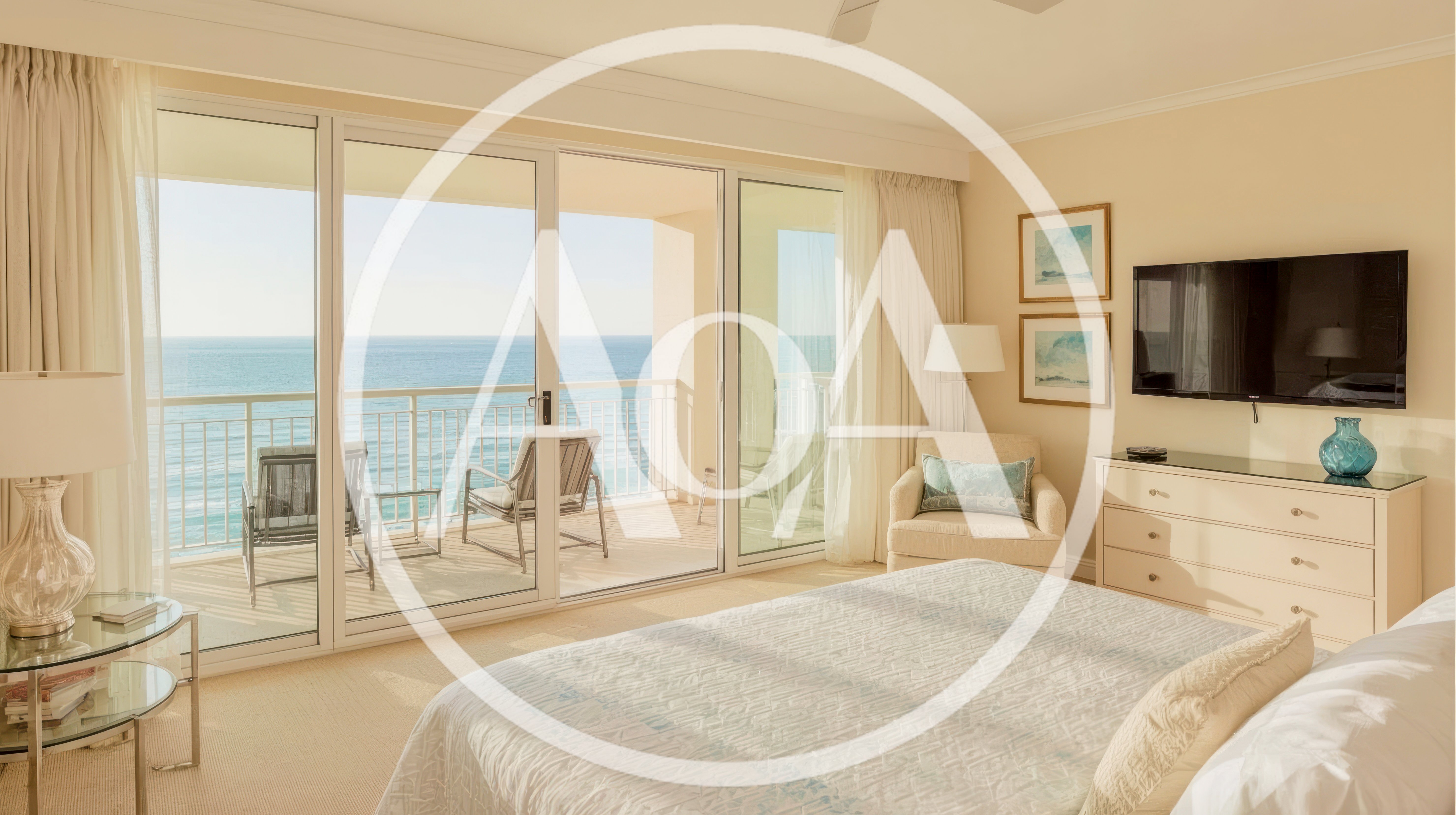 Luxury Hotel Bedroom With Ocean View Balcony