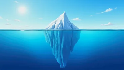 Large Iceberg Floating In Deep Blue Ocean Waters