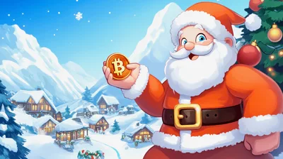 Santa Claus Holding A Golden Bitcoin Coin