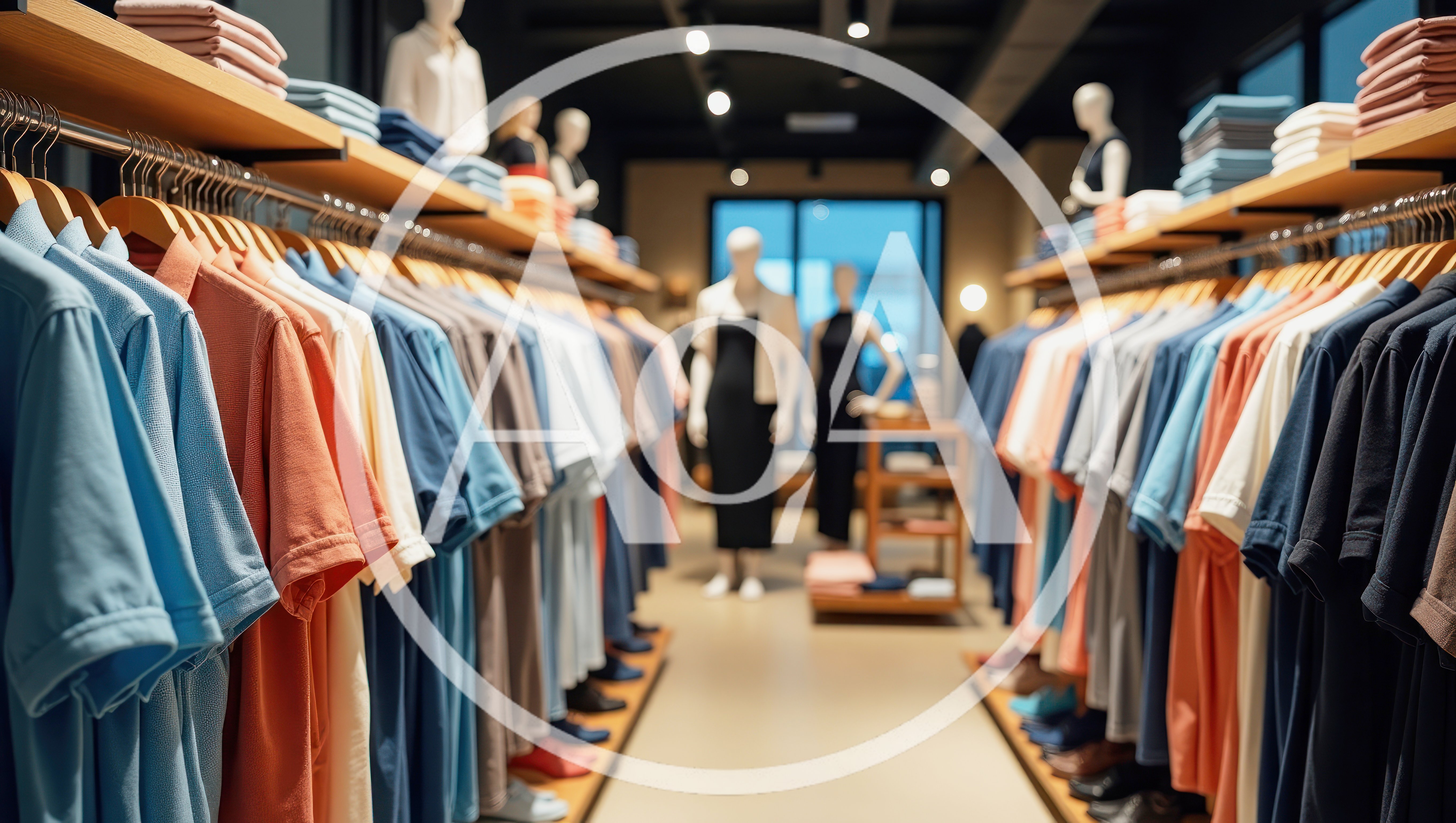Clothing Store Interior With Rows Of Apparel