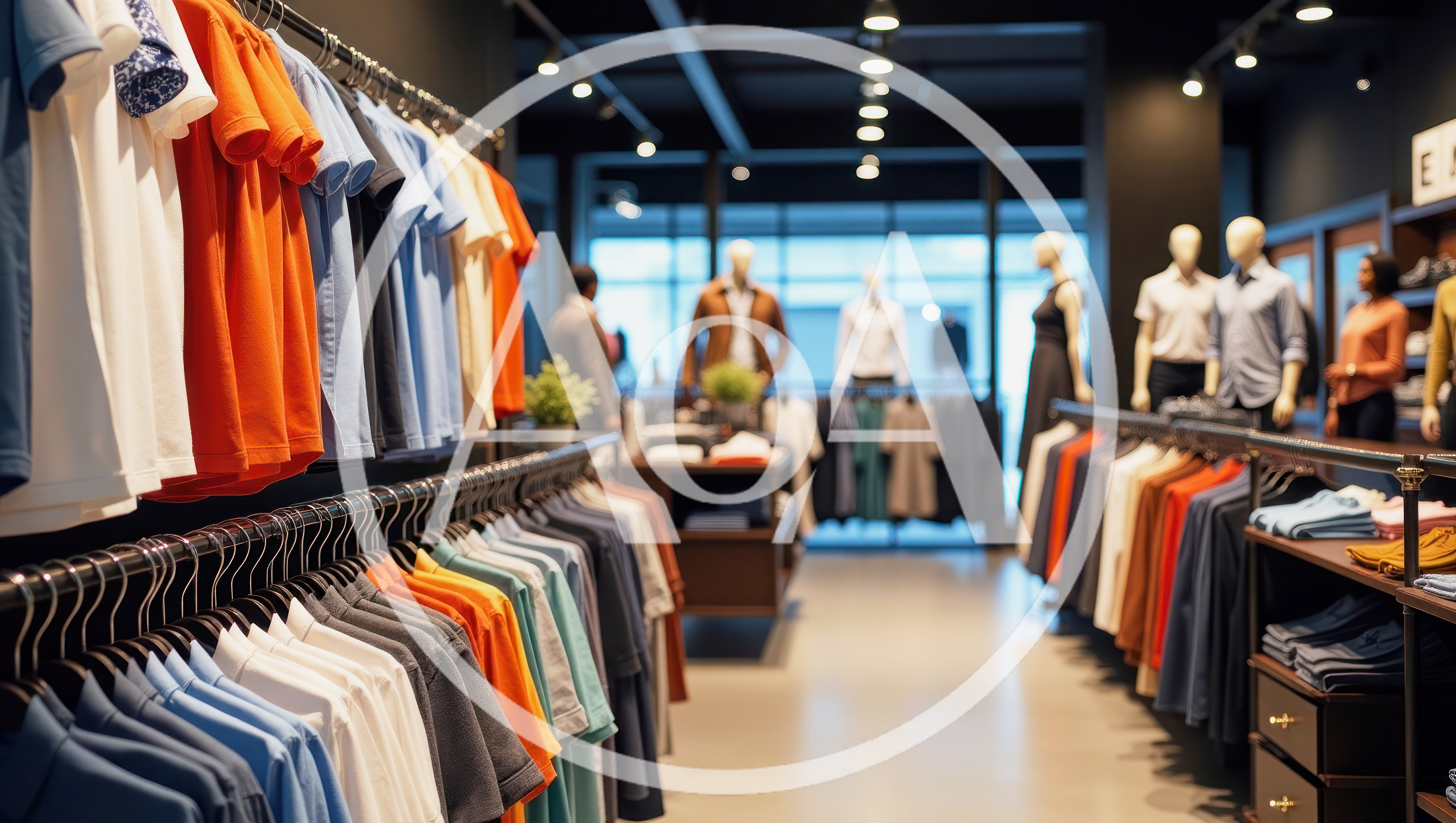 Clothing Store Interior With Apparel On Racks