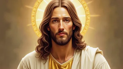 Portrait Of Jesus Christ With Golden Halo
