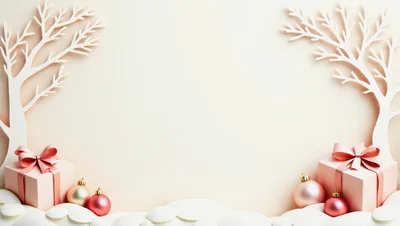 Minimalist Christmas Background With Gift Boxes And Ornaments