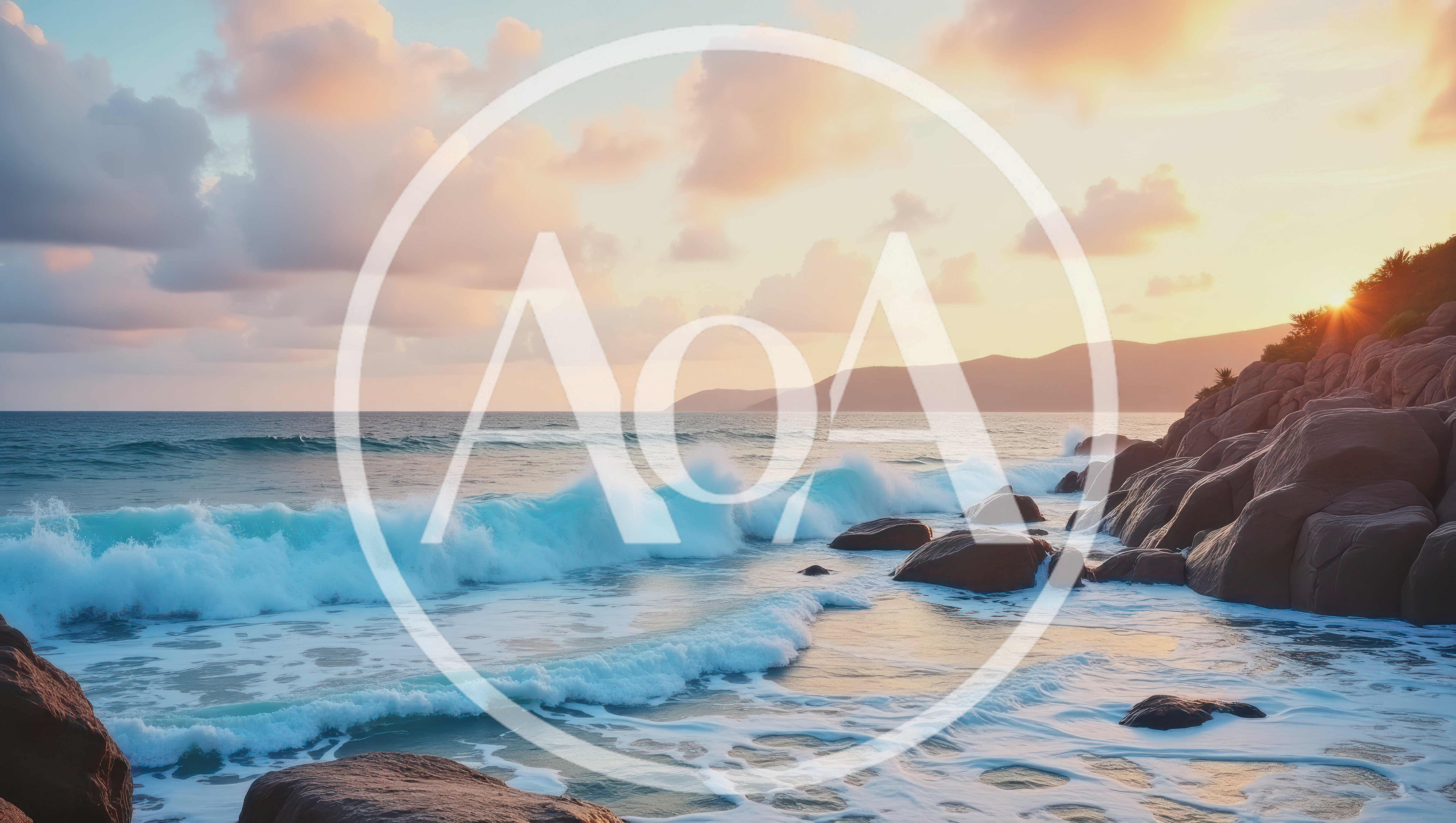 Crashing Ocean Waves Against Rocky Shoreline At Sunset