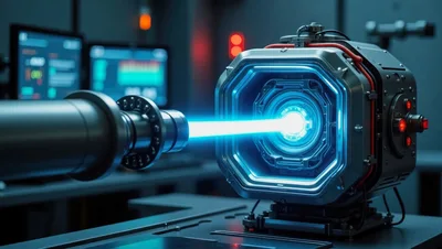Futuristic Laser Beam Firing Into Scientific Device