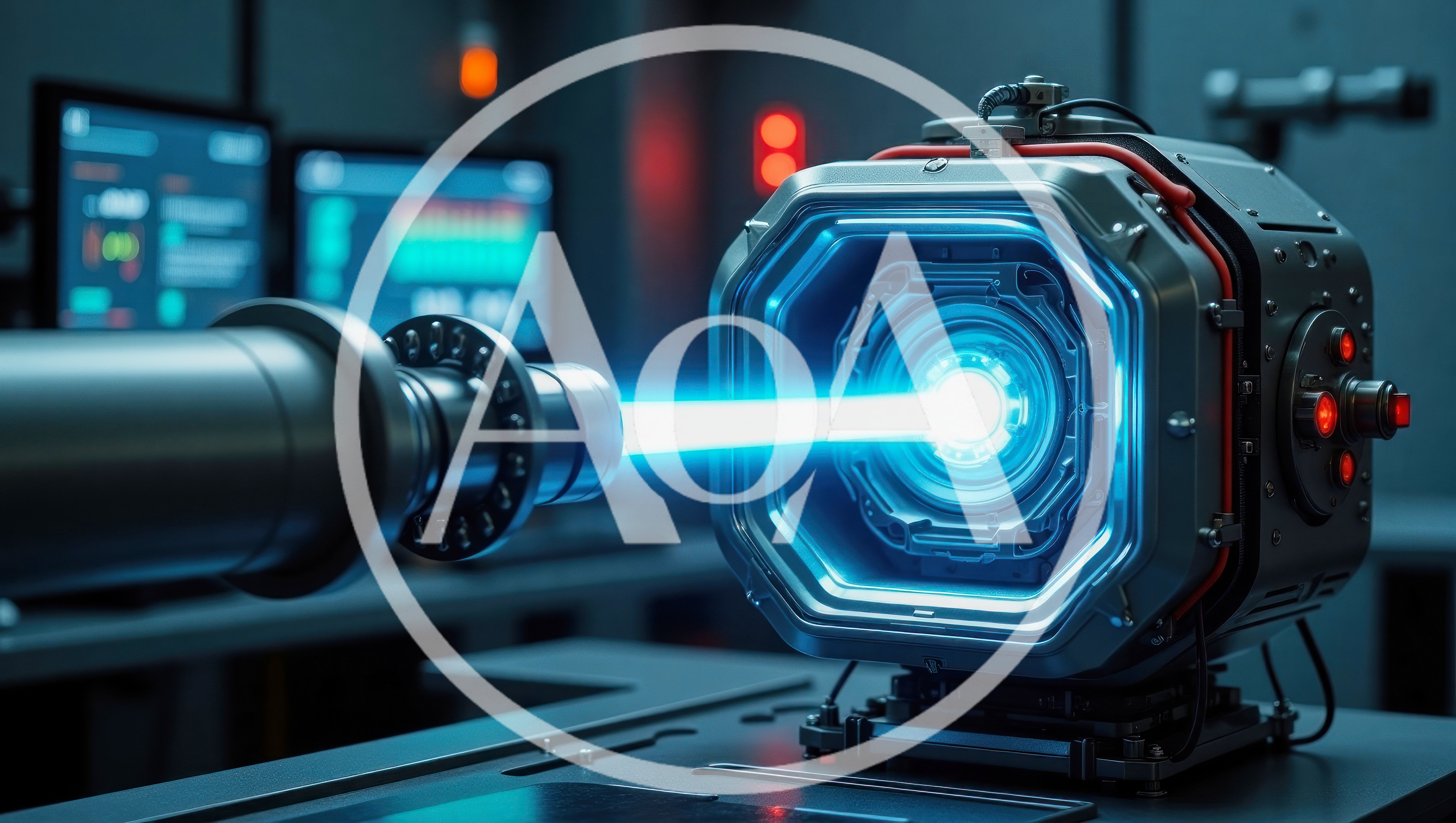 Futuristic Laser Beam Firing Into Scientific Device