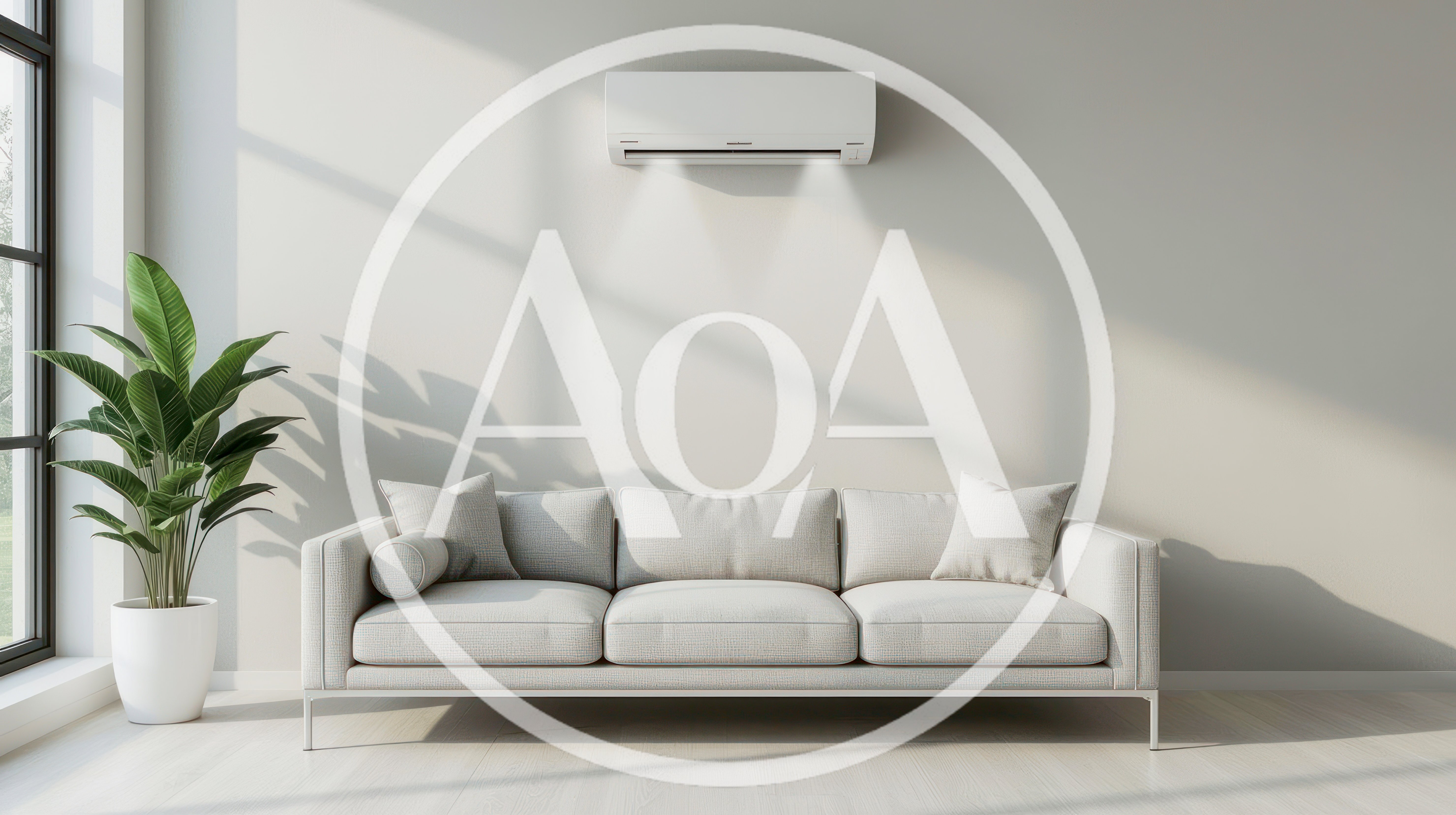 Modern Living Room Interior With Sofa And Air Conditioner