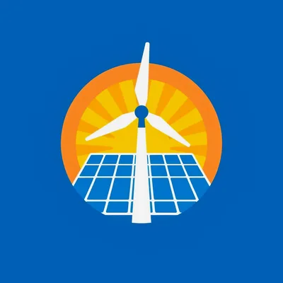 Renewable Energy Concept Icon With Wind Turbine And Solar Panels