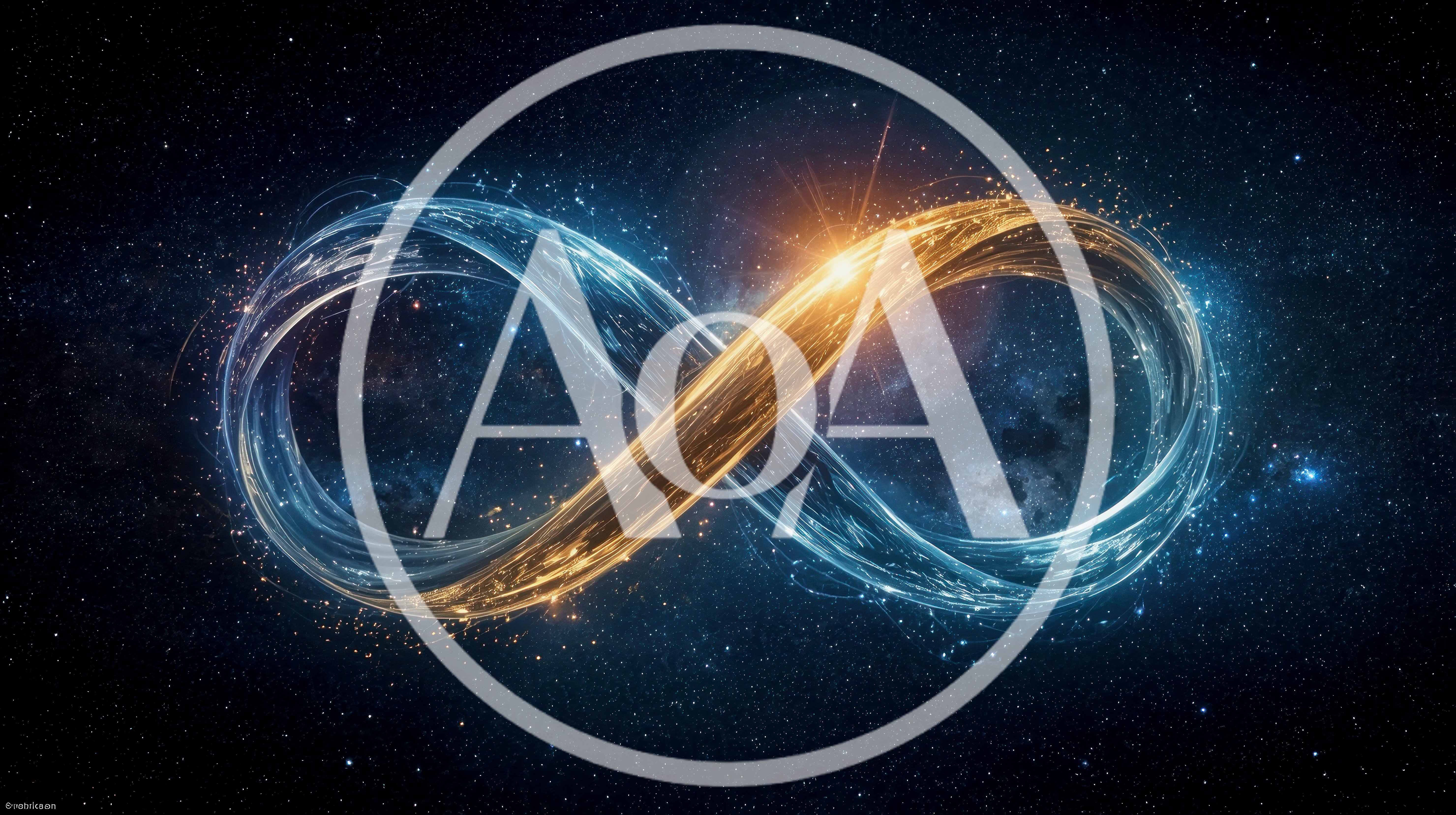 Abstract Infinity Symbol With Golden And Blue Energy Flows