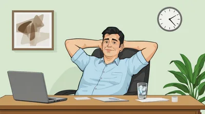 Relaxed Businessman Sitting At Desk In Office
