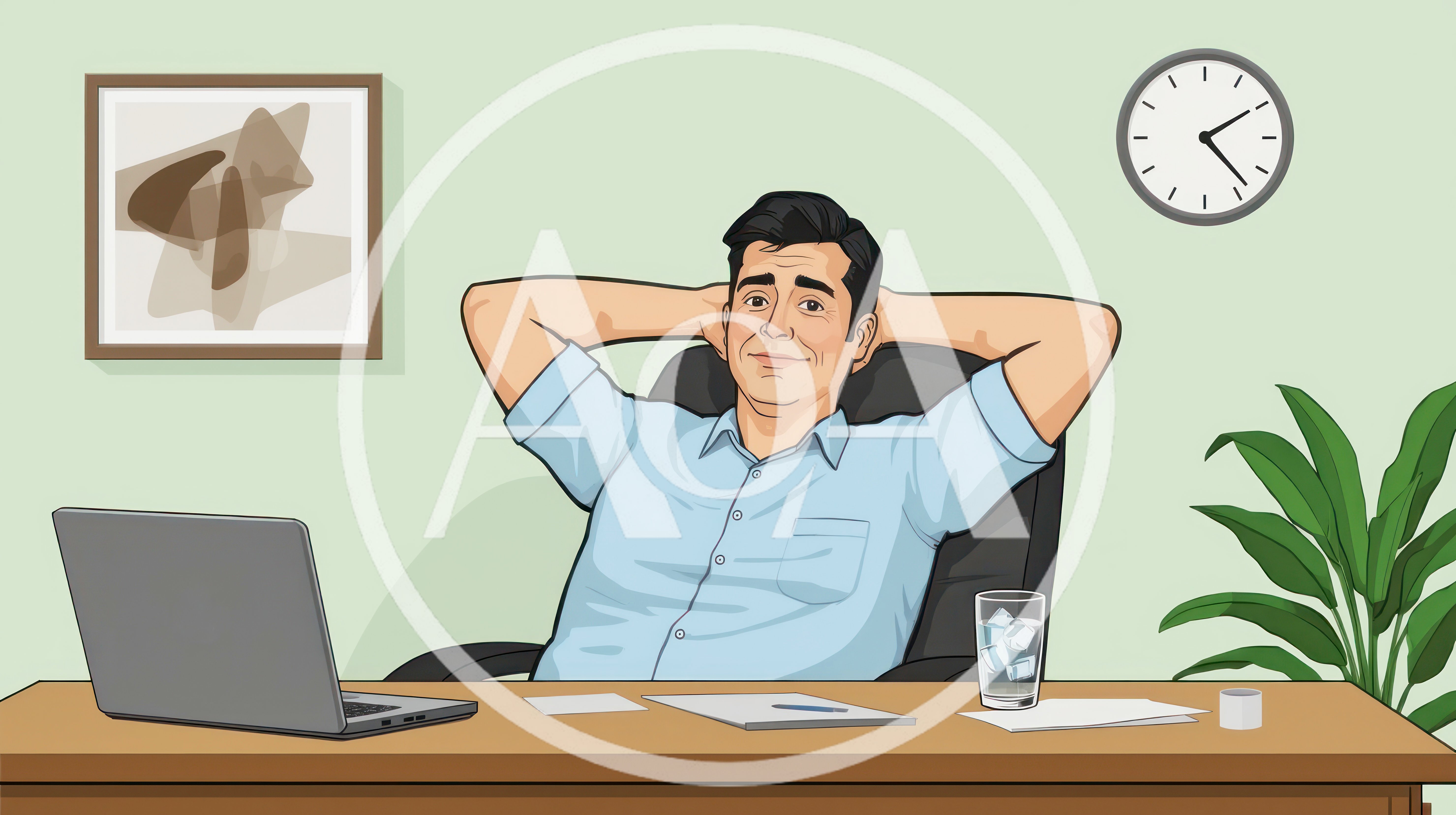 Relaxed Businessman Sitting At Desk In Office