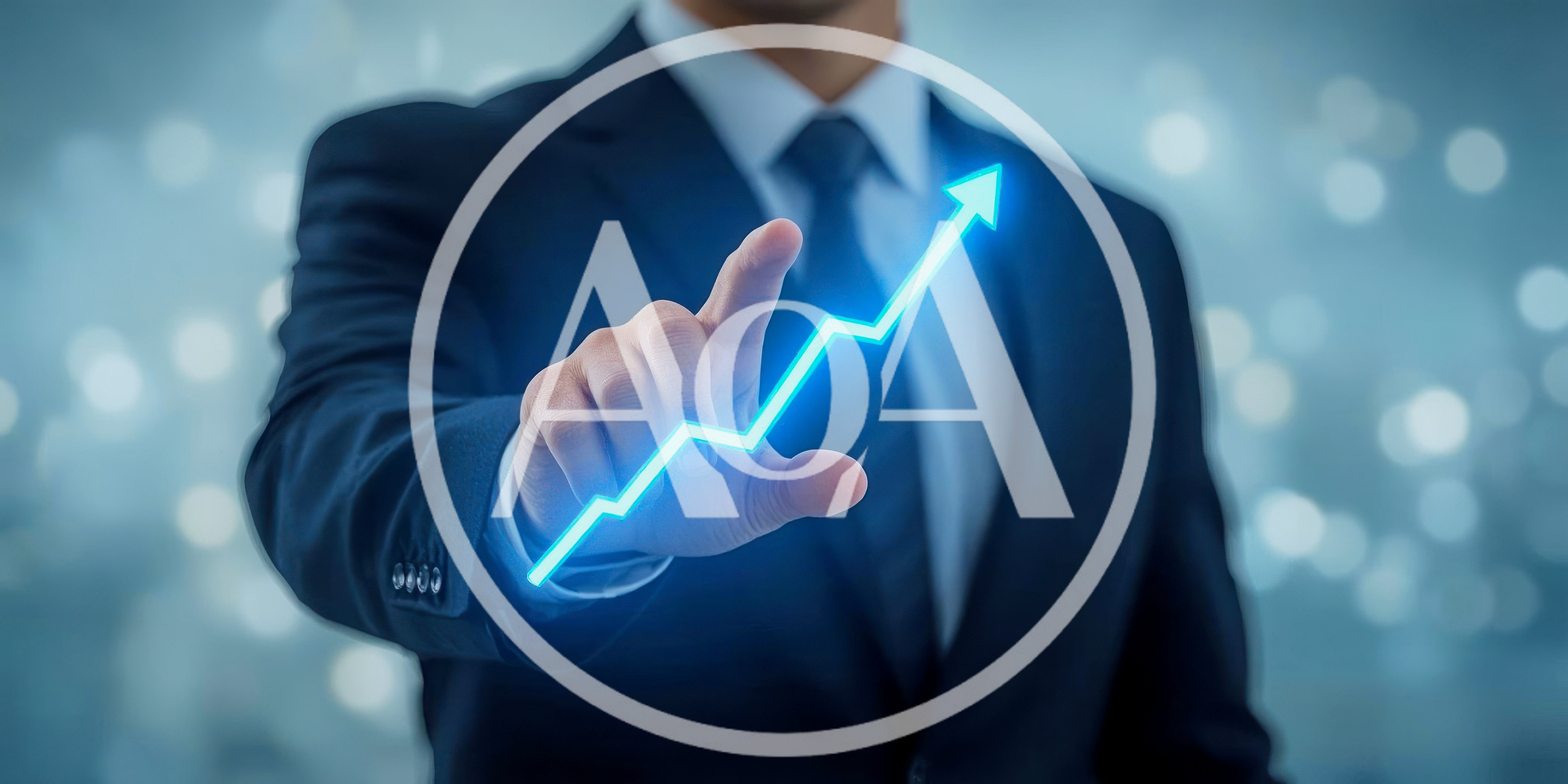 Businessman Interacting With A Glowing Digital Growth Chart