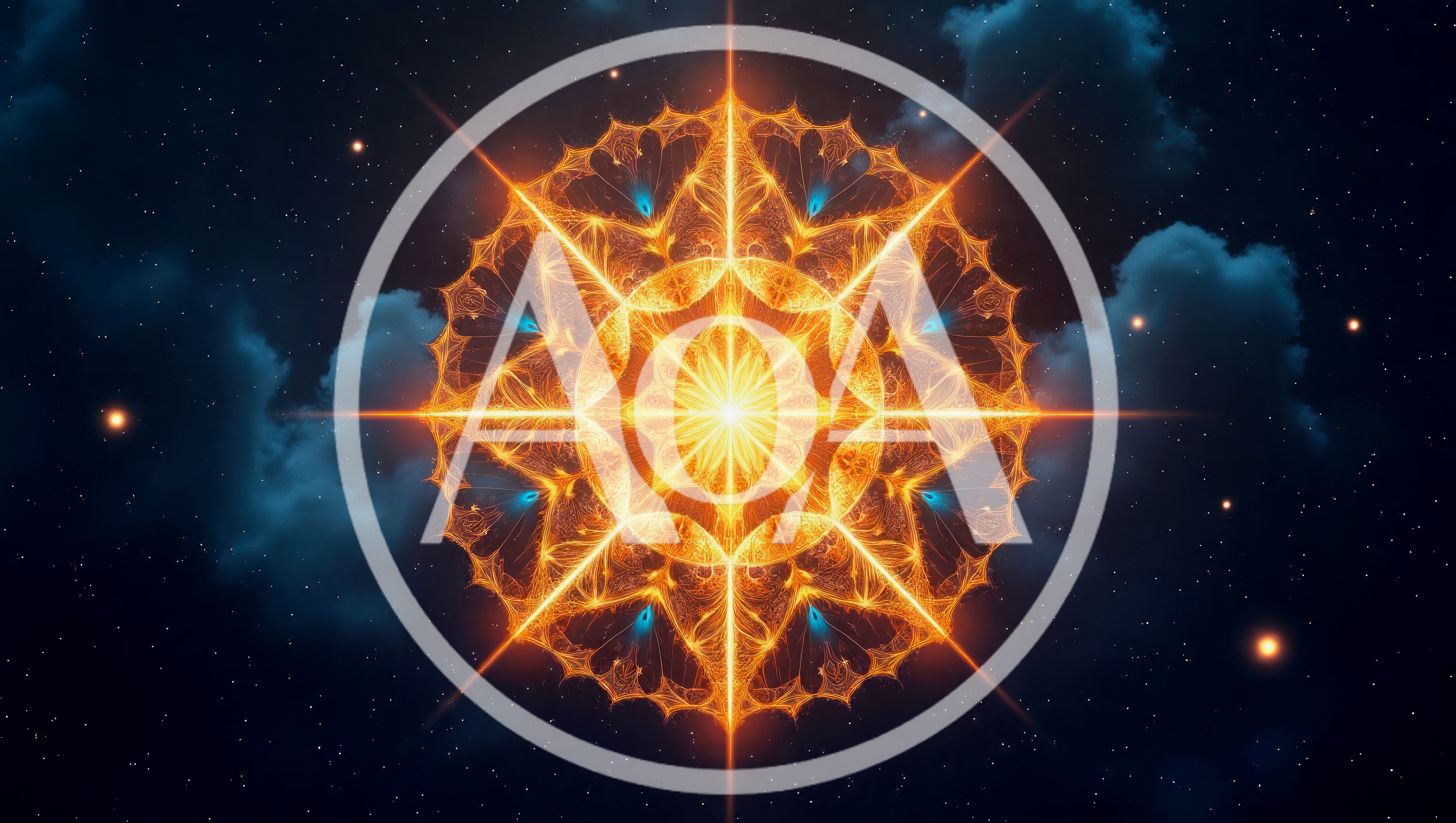 Glowing Golden Mandala Floating In Deep Space
