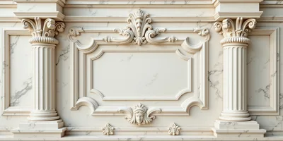 Classical Marble Wall With Ornate Architectural Details