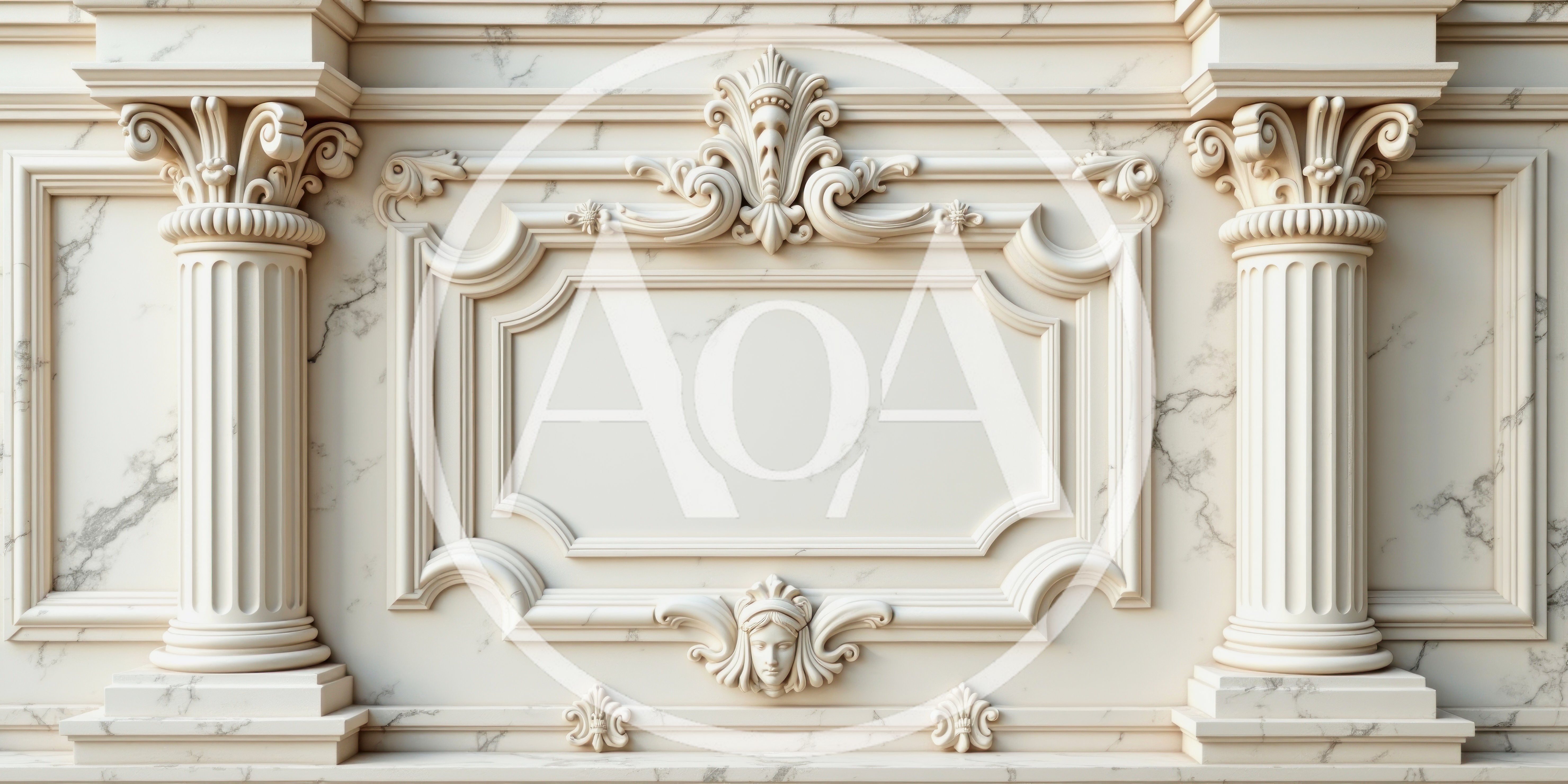 Classical Marble Wall With Ornate Architectural Details