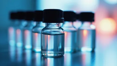 Glass Vials With Clear Liquid In Laboratory Setting