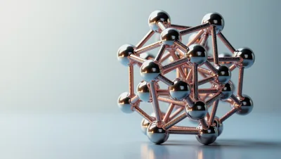 Metallic Molecular Structure Model On A Light Background
