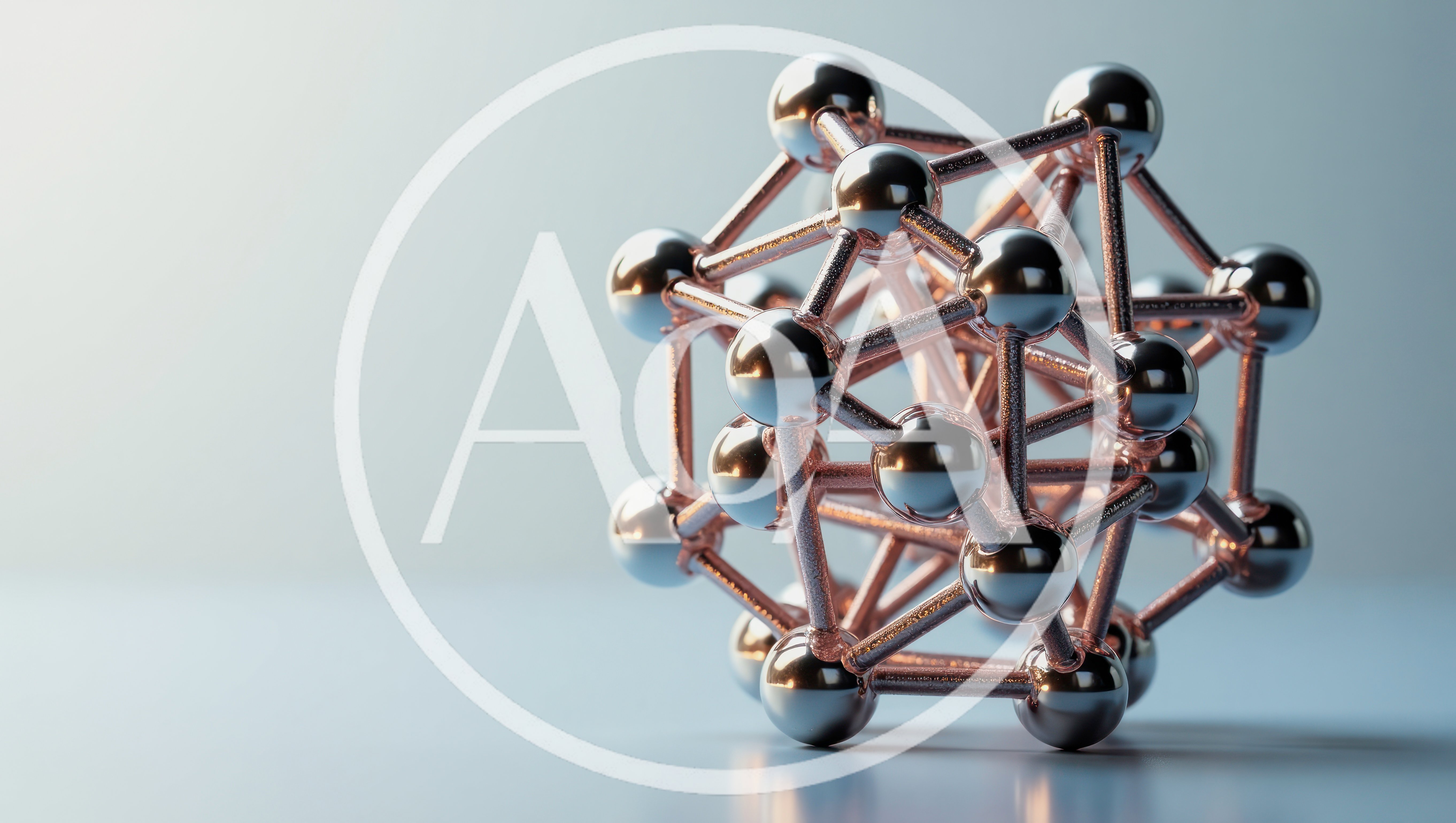 Metallic Molecular Structure Model On A Light Background