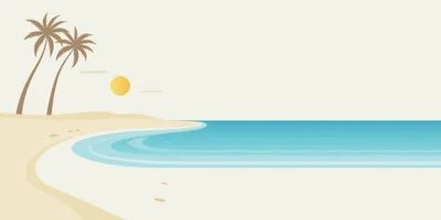 Minimalist Tropical Beach Landscape With Palm Trees