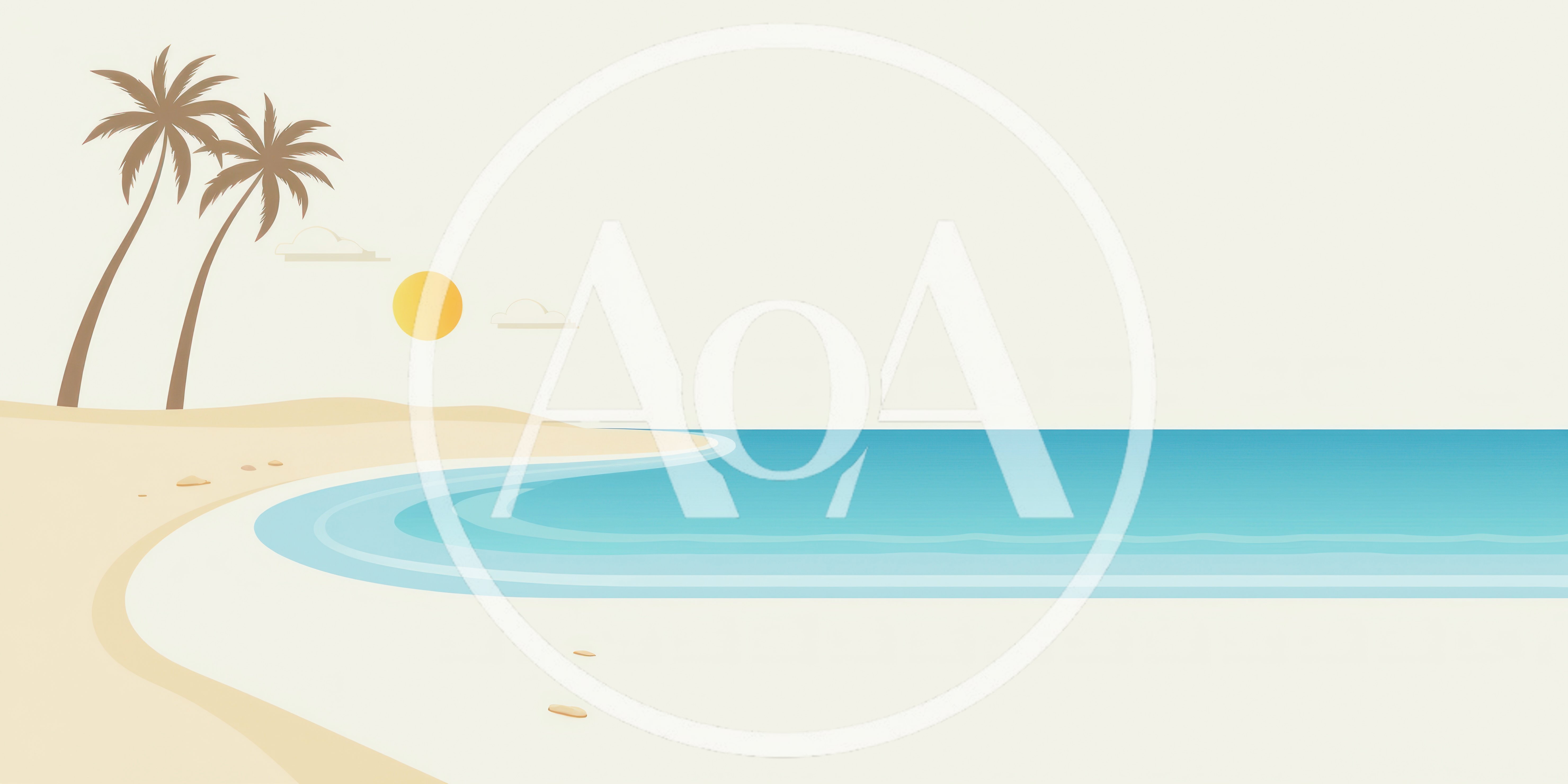 Minimalist Tropical Beach Landscape With Palm Trees