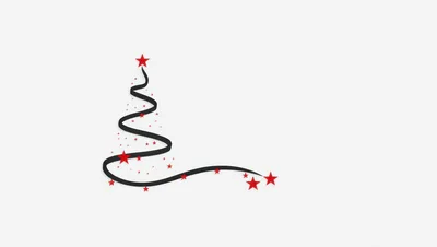 Minimalist Christmas Tree Graphic With Red Stars