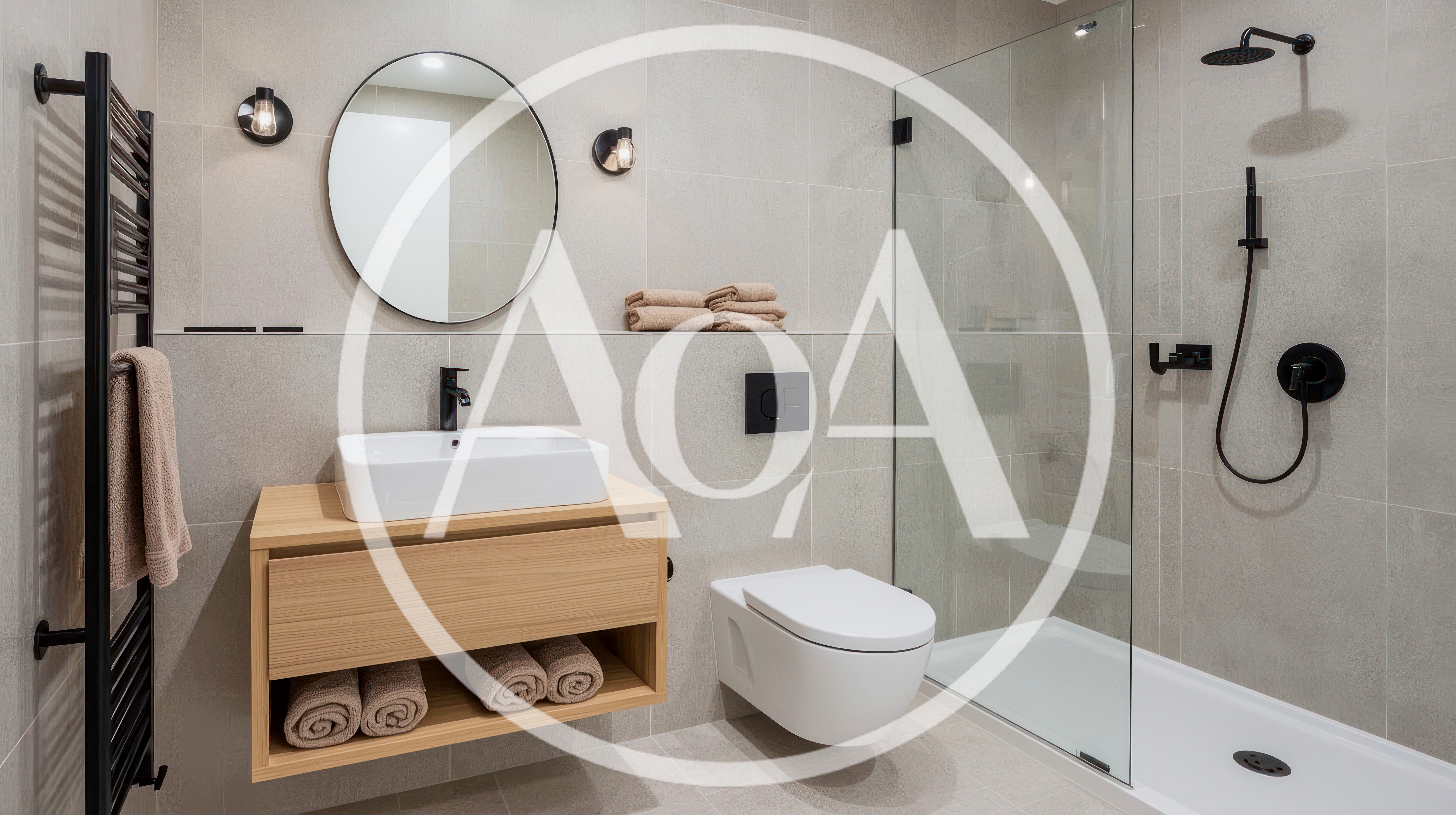 Modern Minimalist Bathroom Interior With Floating Vanity