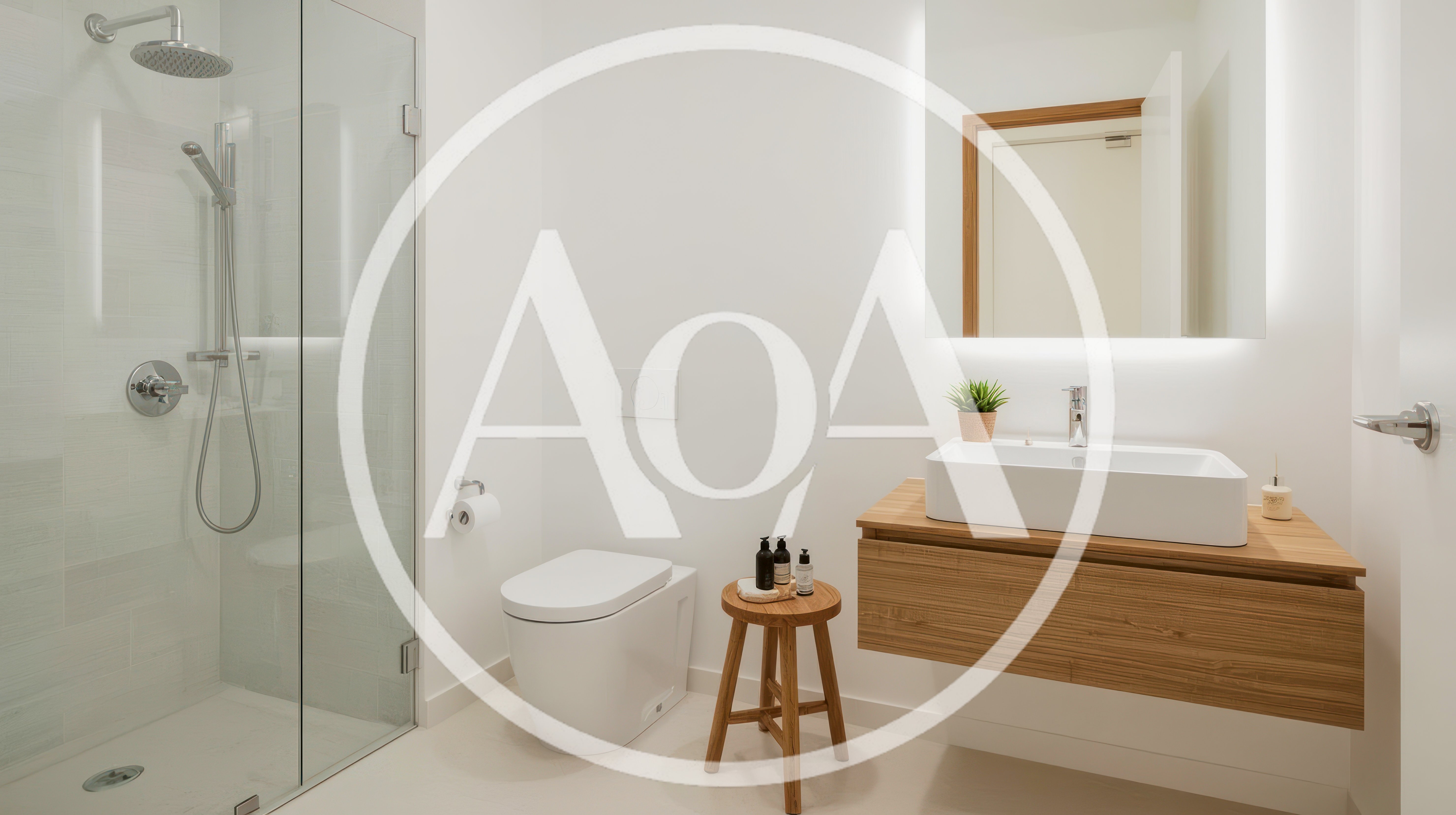 Modern Minimalist Bathroom Interior With Floating Vanity