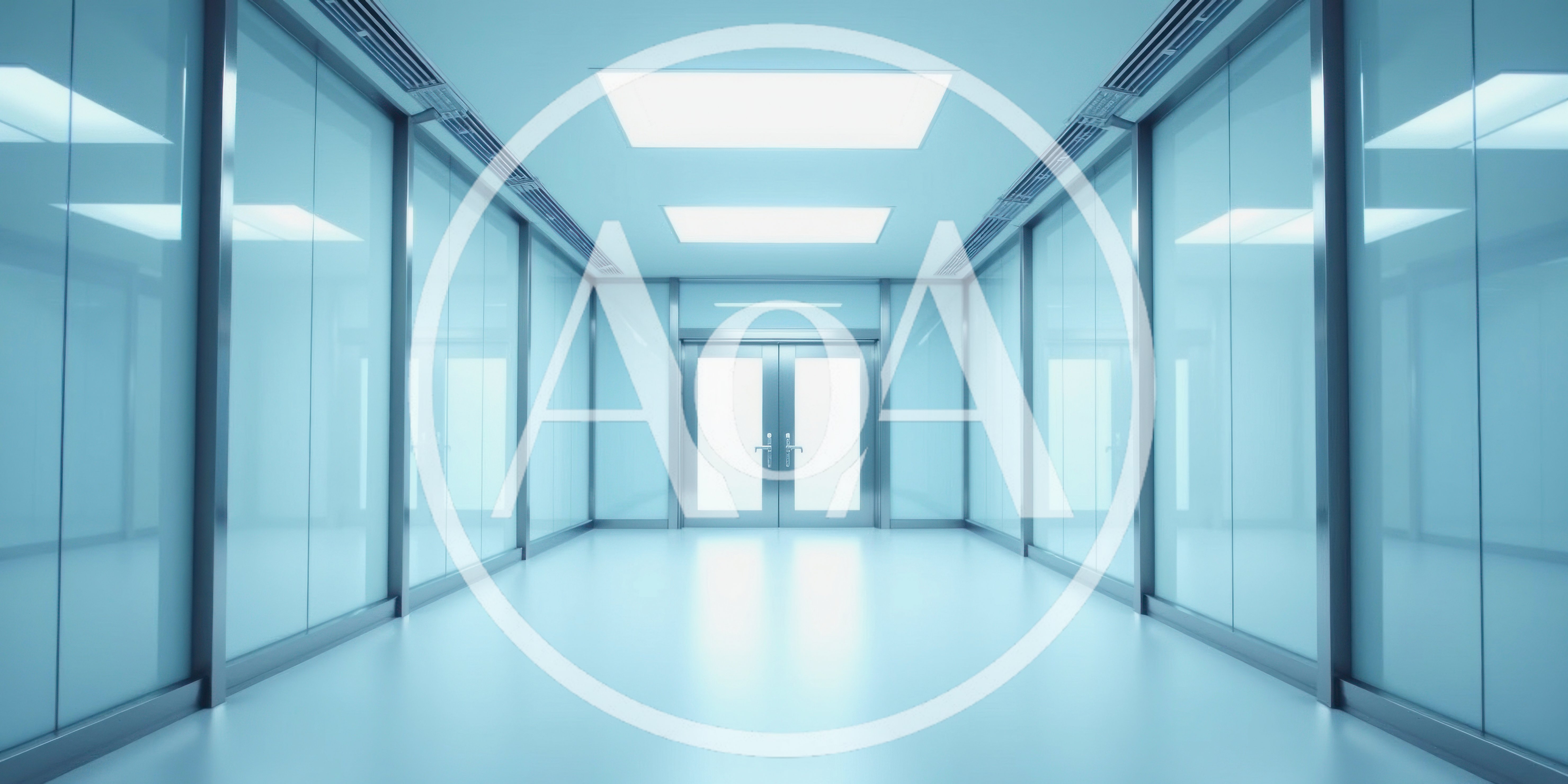 Modern Sterile Hospital Corridor With Glass Walls