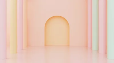 Pastel Colored Architectural Archway With Cylindrical Columns
