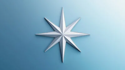 3D Rendered Eight Pointed Star On Blue Background