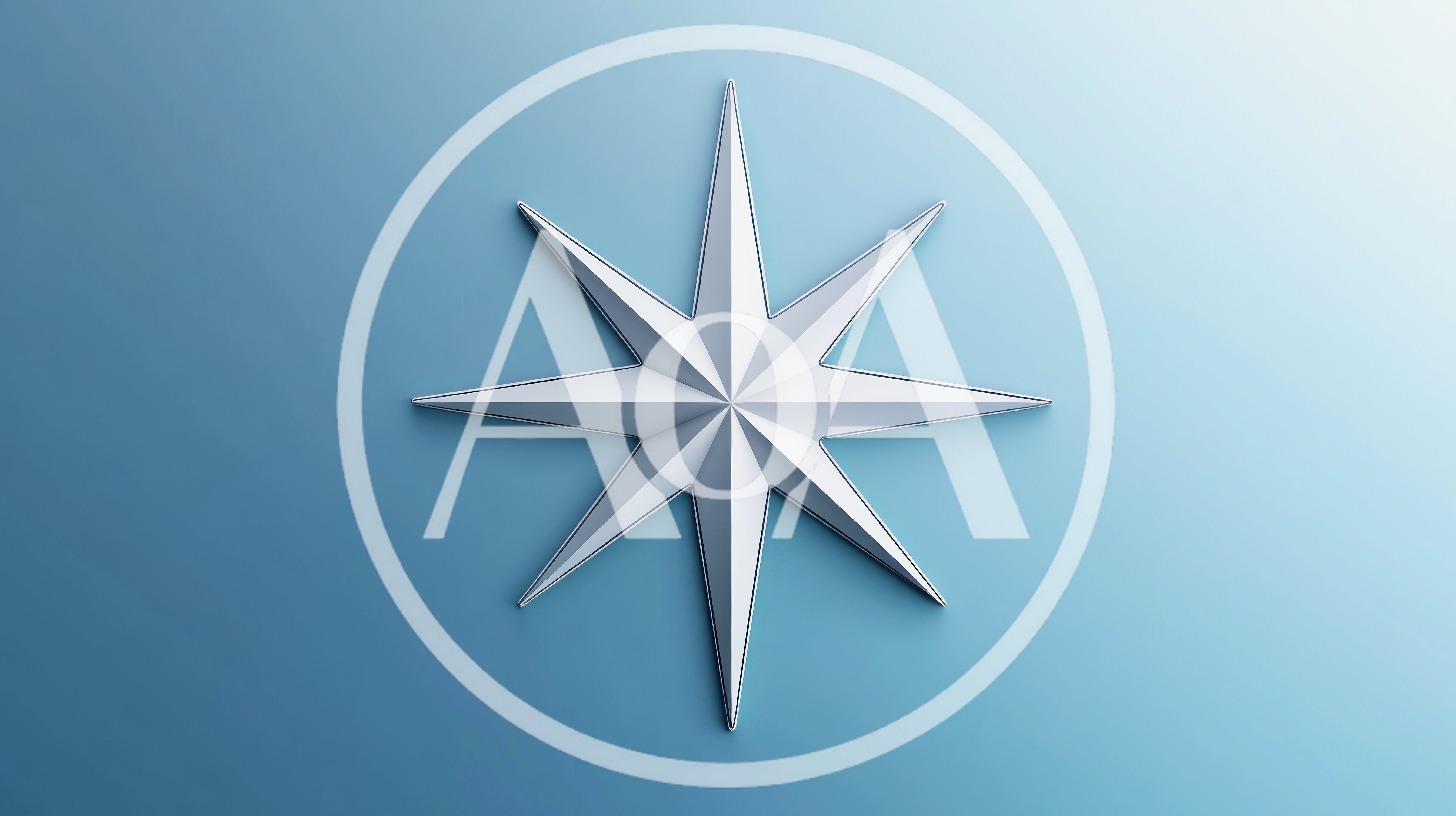 3D Rendered Eight Pointed Star On Blue Background